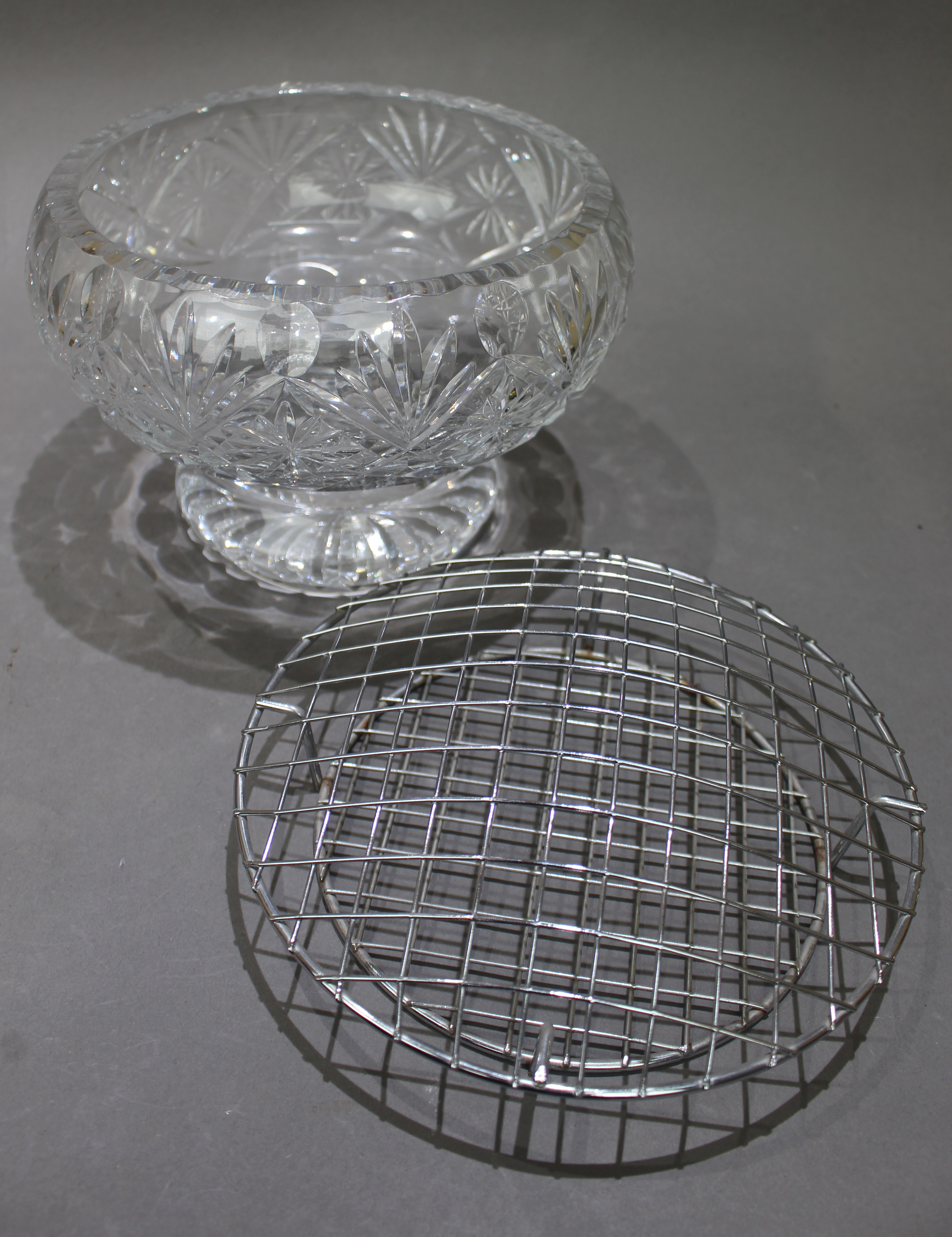 Vintage Cut Glass Crystal Rose Bowl