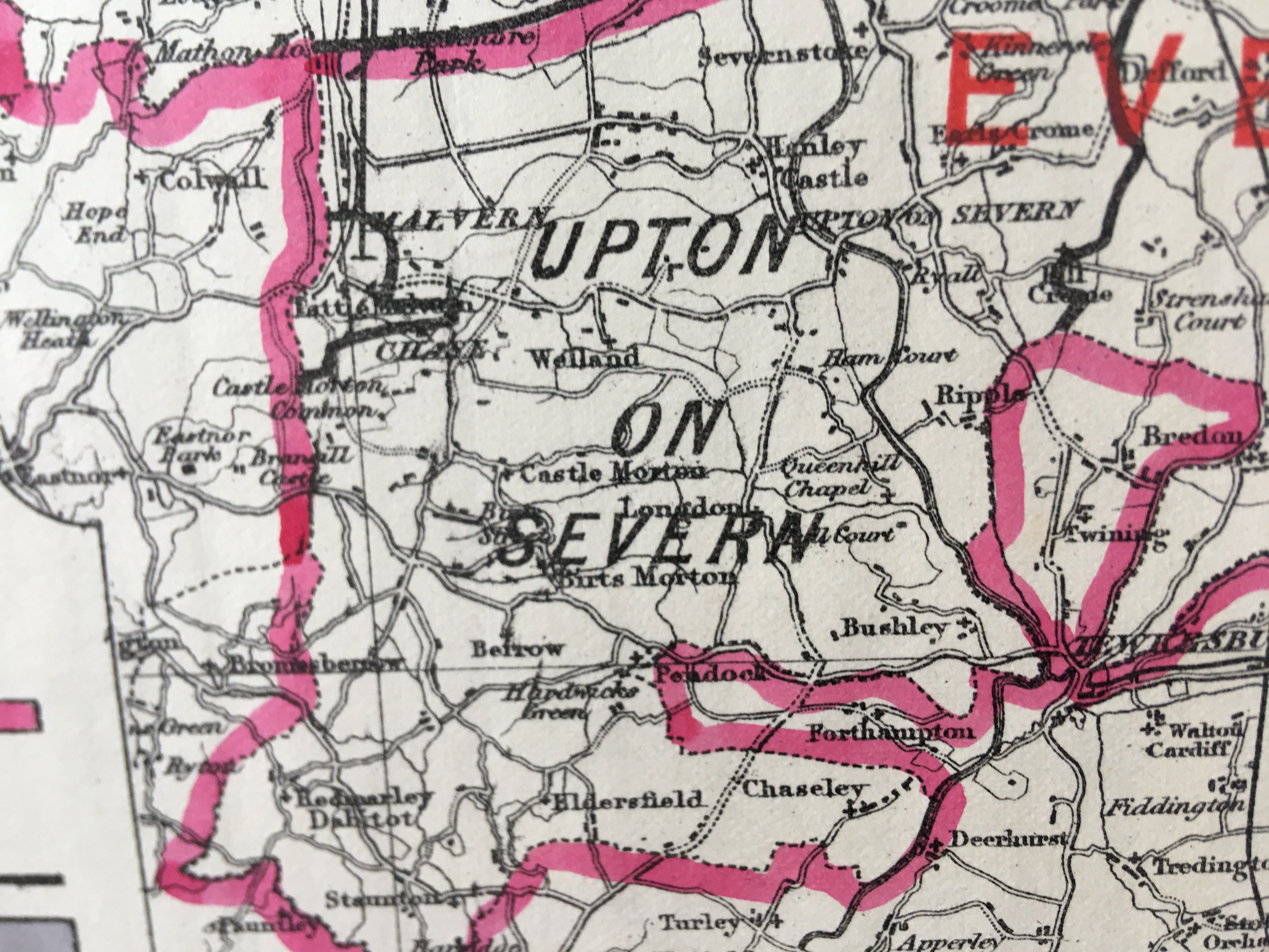 Antique 139 Years-Old Scarce Map Worcestershire 1885 Boundary Changes.