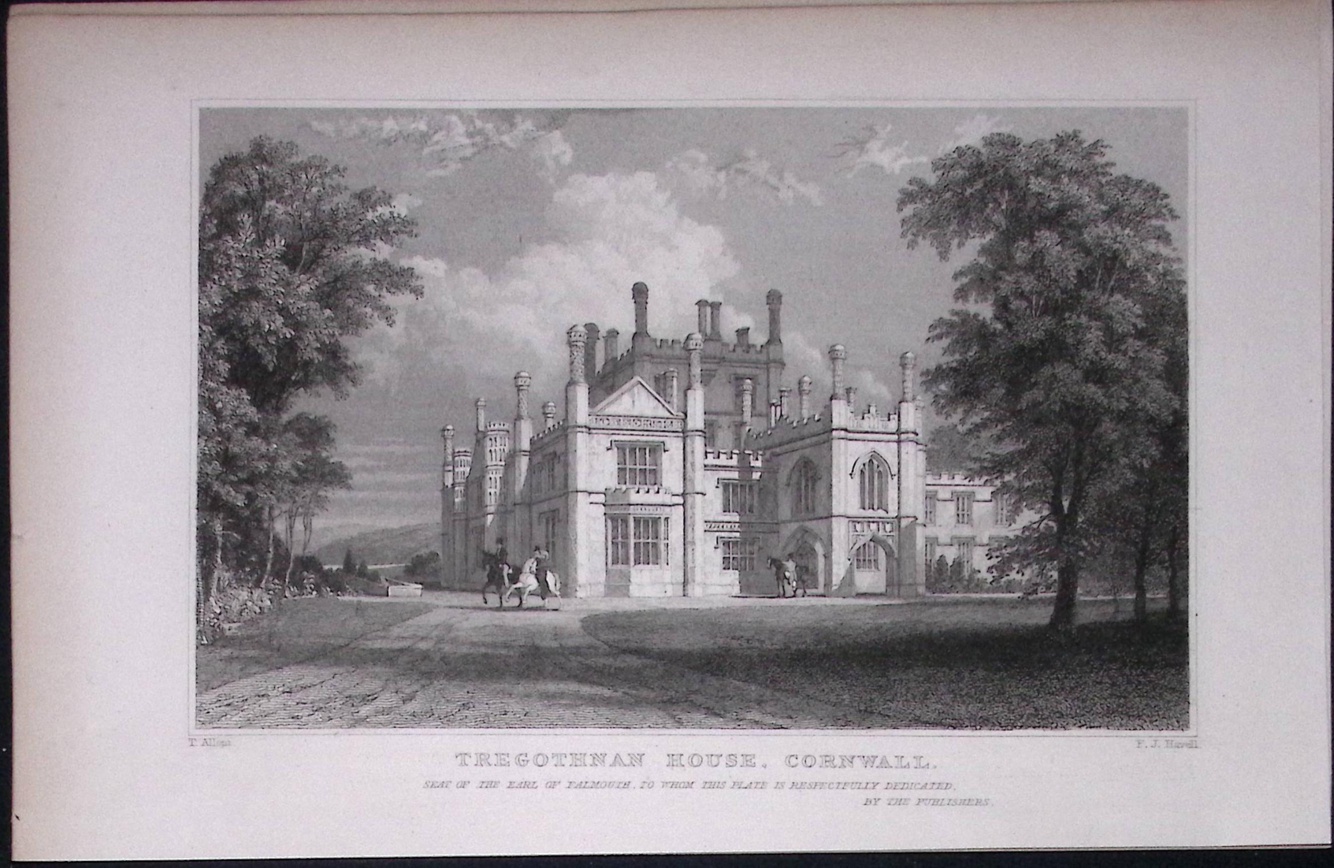 Cornwall Truro Tregothnan House  Antique 193 Years-Old Steel-Engraving-3