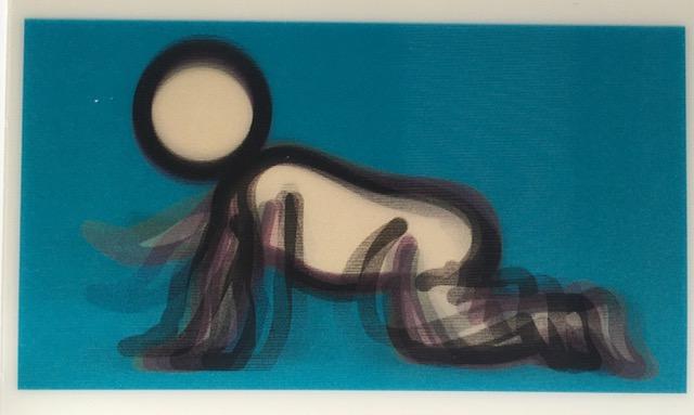 Julian Opie (1958-) 3D Lenticular Moving Image, in Colours ‘Dino Crawling’ Framed, 2012