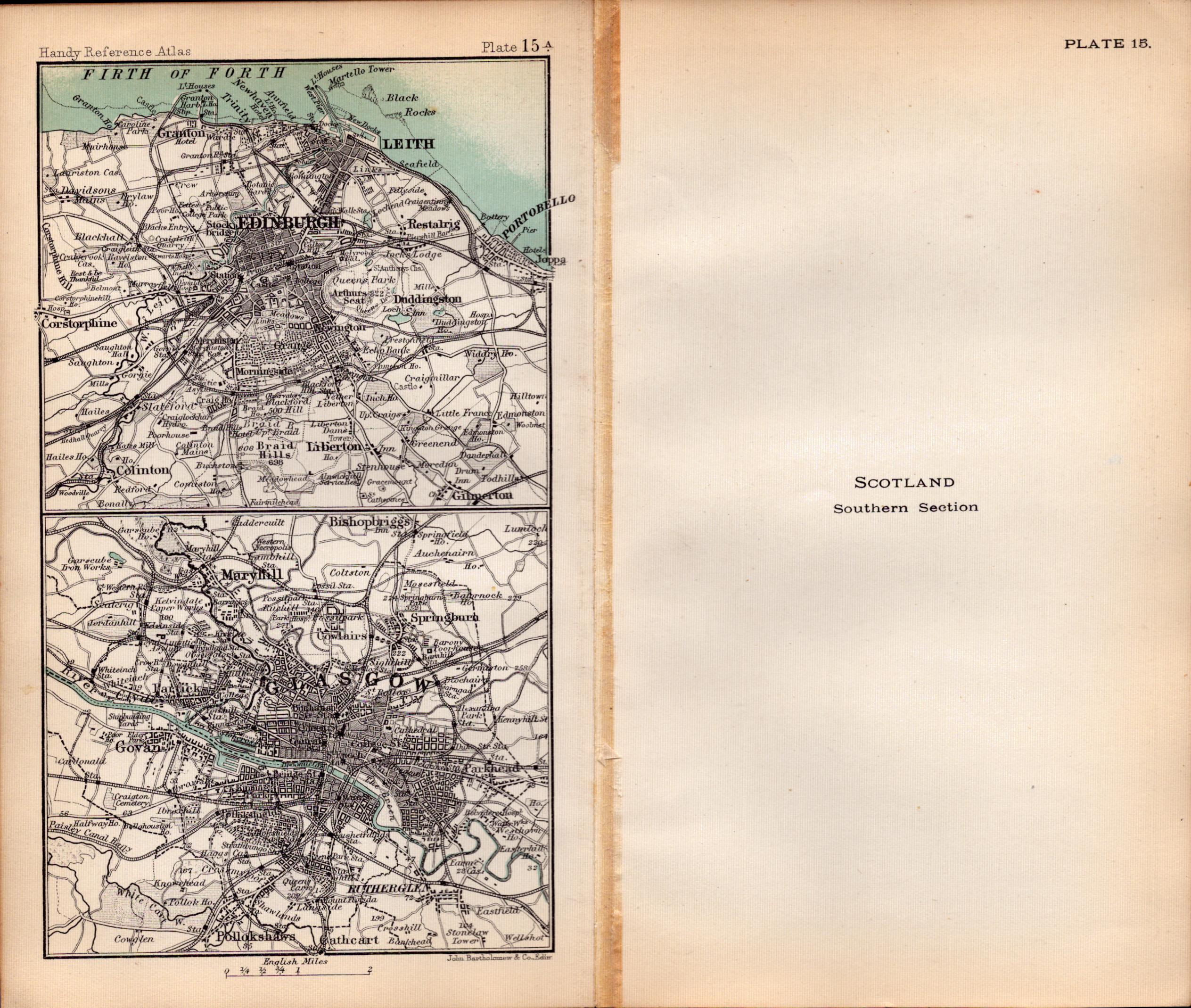 Scotland Southern Area Double Sided Antique 1896 Map.