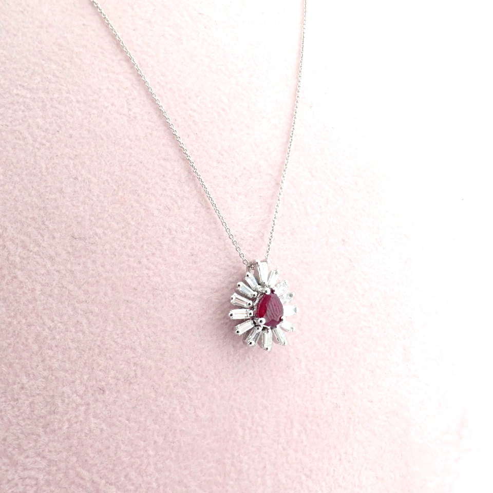 Natural Diamond 18K White Gold Necklace