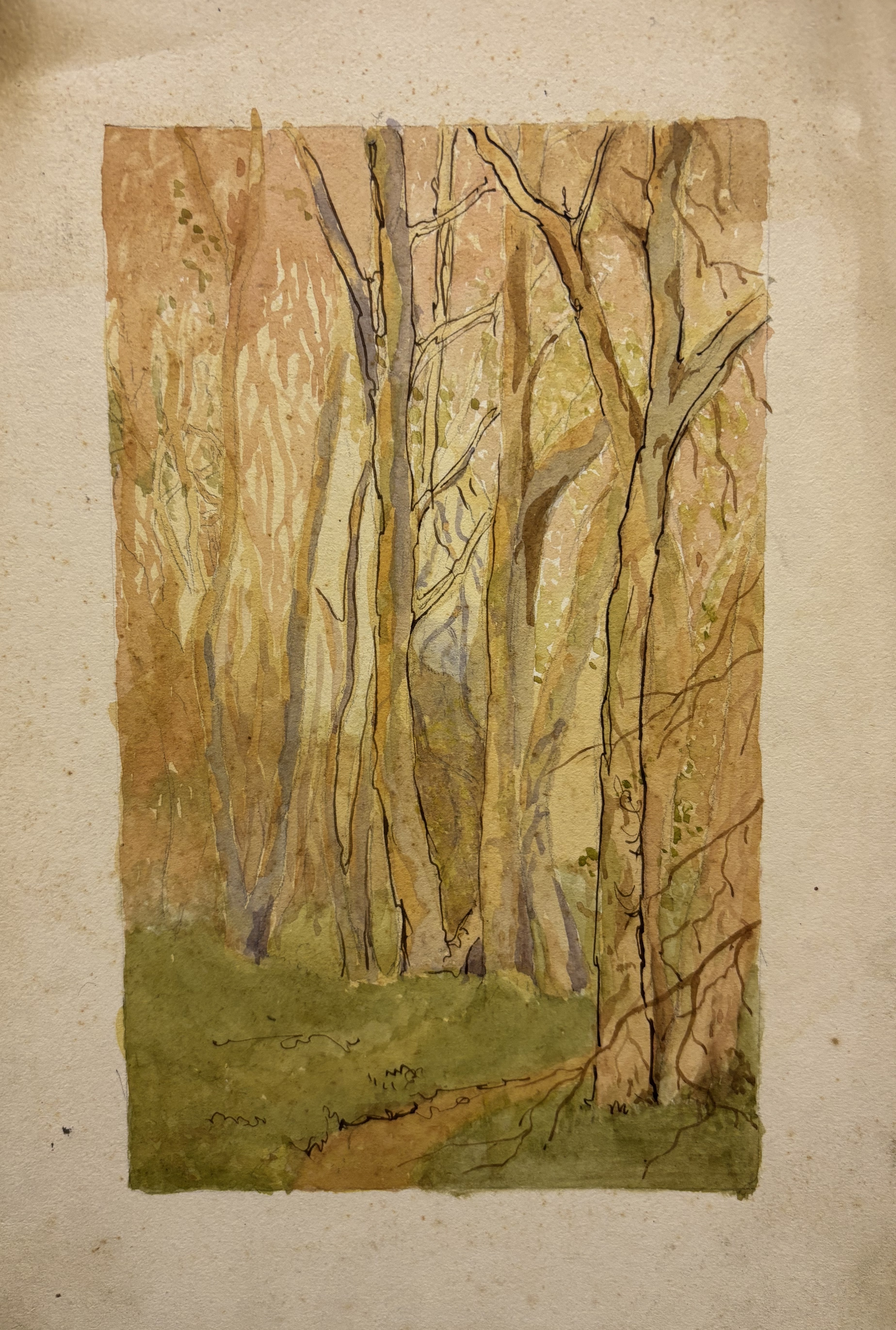 Rodney J Burn RA Watercolour Woodland Avenue, Ex Studio Sale