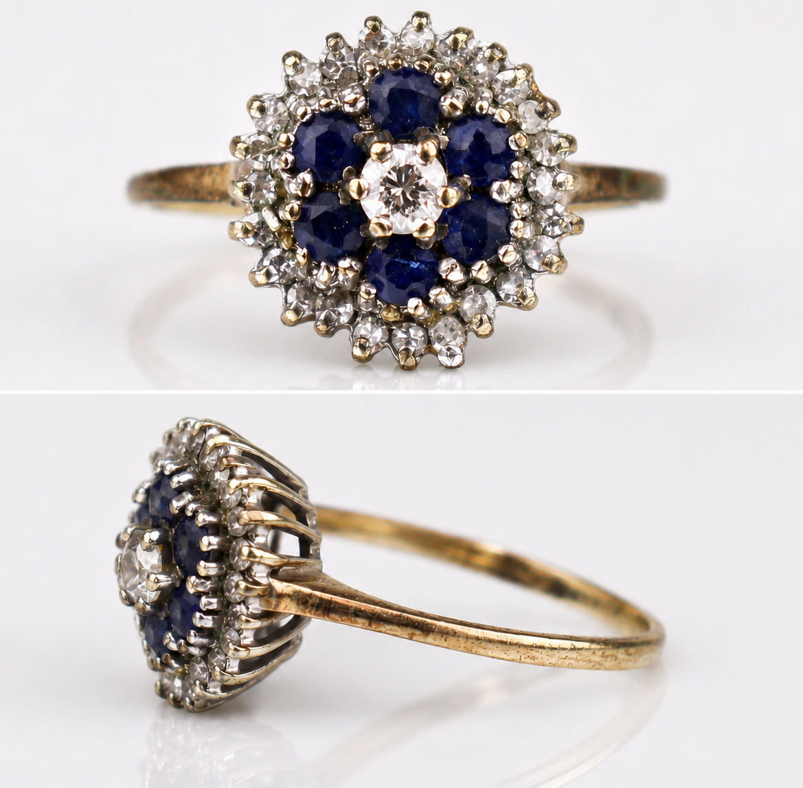 Vintage Sapphire & Diamond 9ct Gold Ring