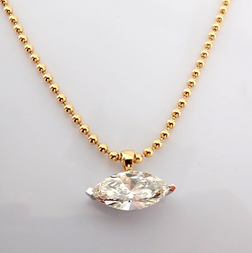 Marquise Cut Lab-Grown Diamond Necklace - 3.91 Total Carat (IGI Certified)