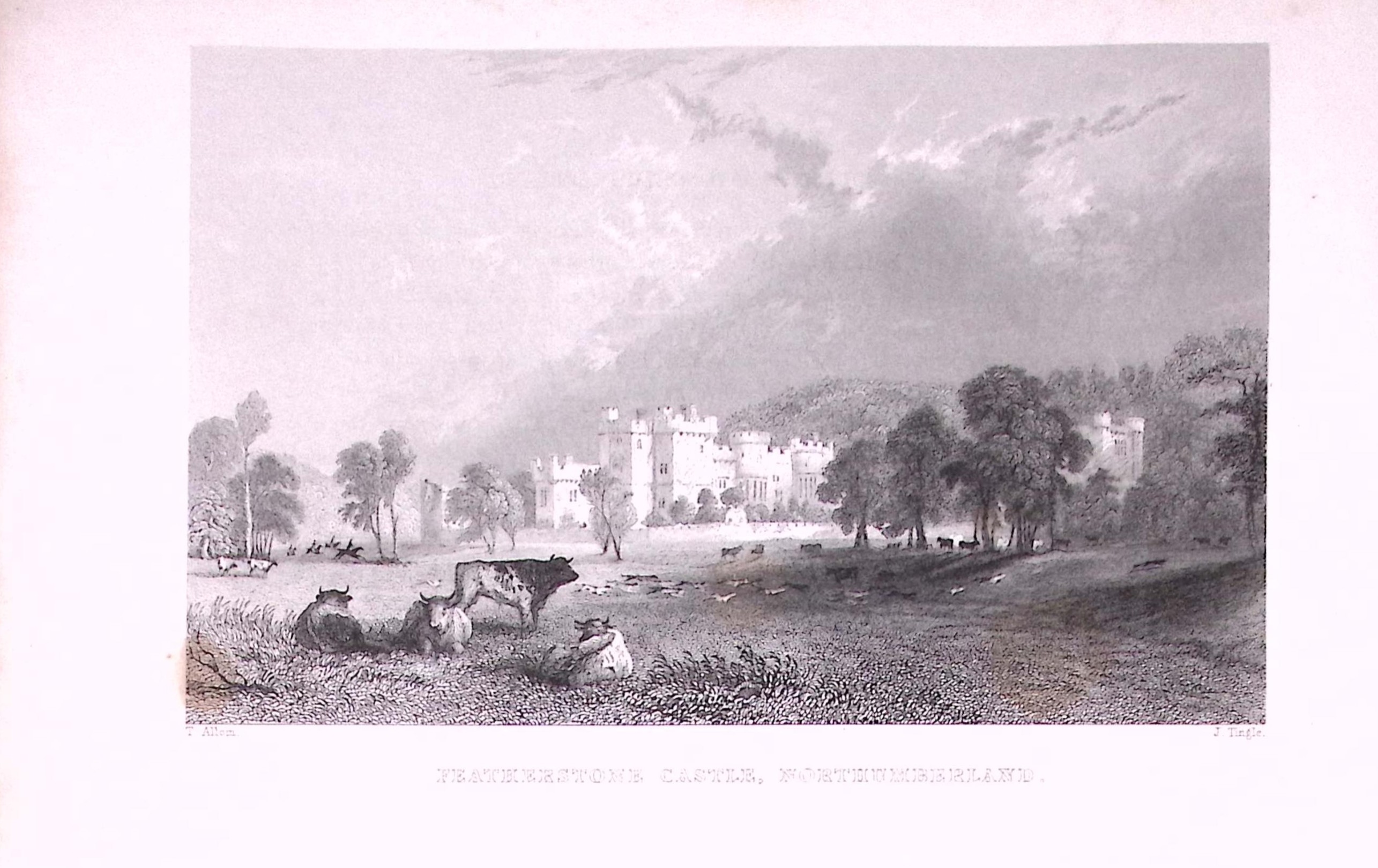 Featherstone Castle Northumberland Antique Steel Engraving-32-TR