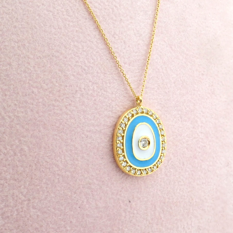 Natural Diamond 18K Yellow Gold Necklace