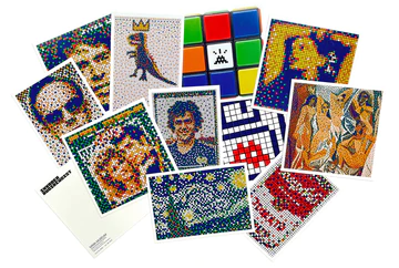 Invader (France b. 1969-) "Rubikcubist" Invader Postcard Kit & RUBIK'S X INVADER CUBE, Sold Out Exi