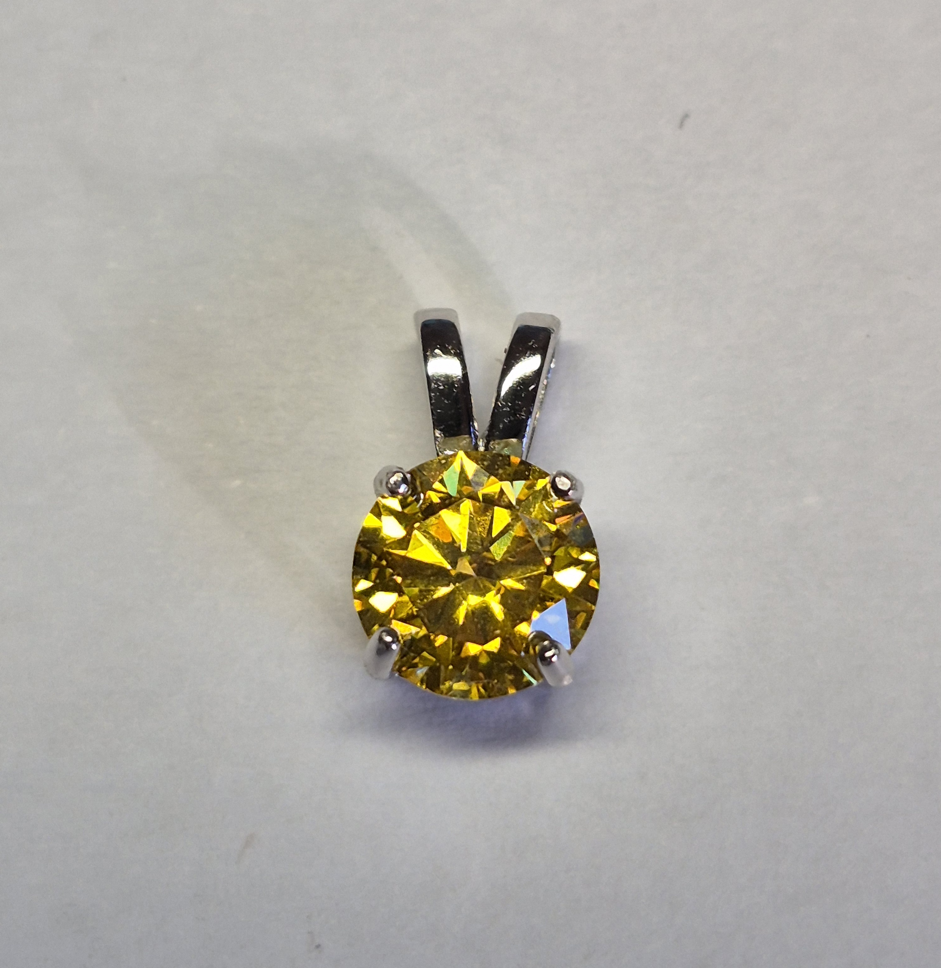 925 Sterling Silver Pendant With 1.00 Ct Golden Yellow Moissanite – GRA Certified