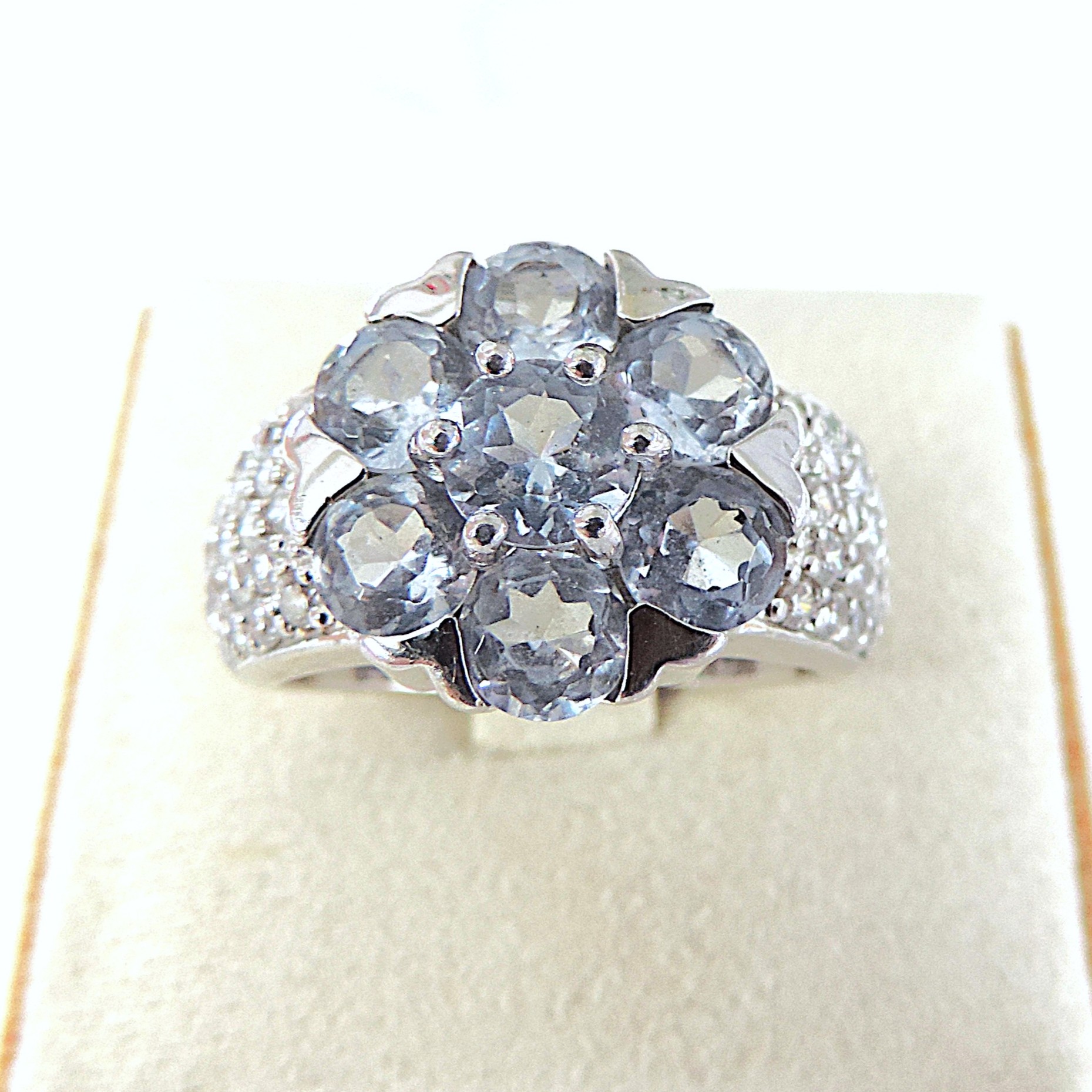 925 Sterling Silver Aquamarine Gemstone Ring 'NEW'