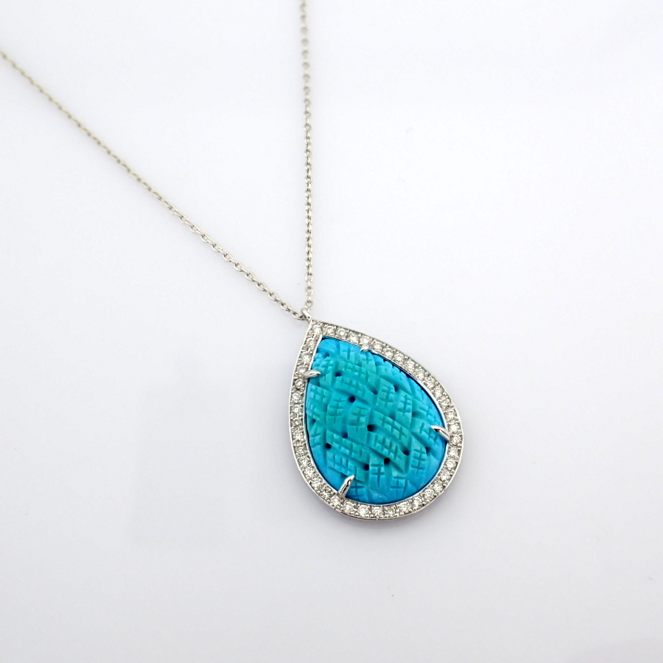 Natural Diamond 18K White Gold Necklace