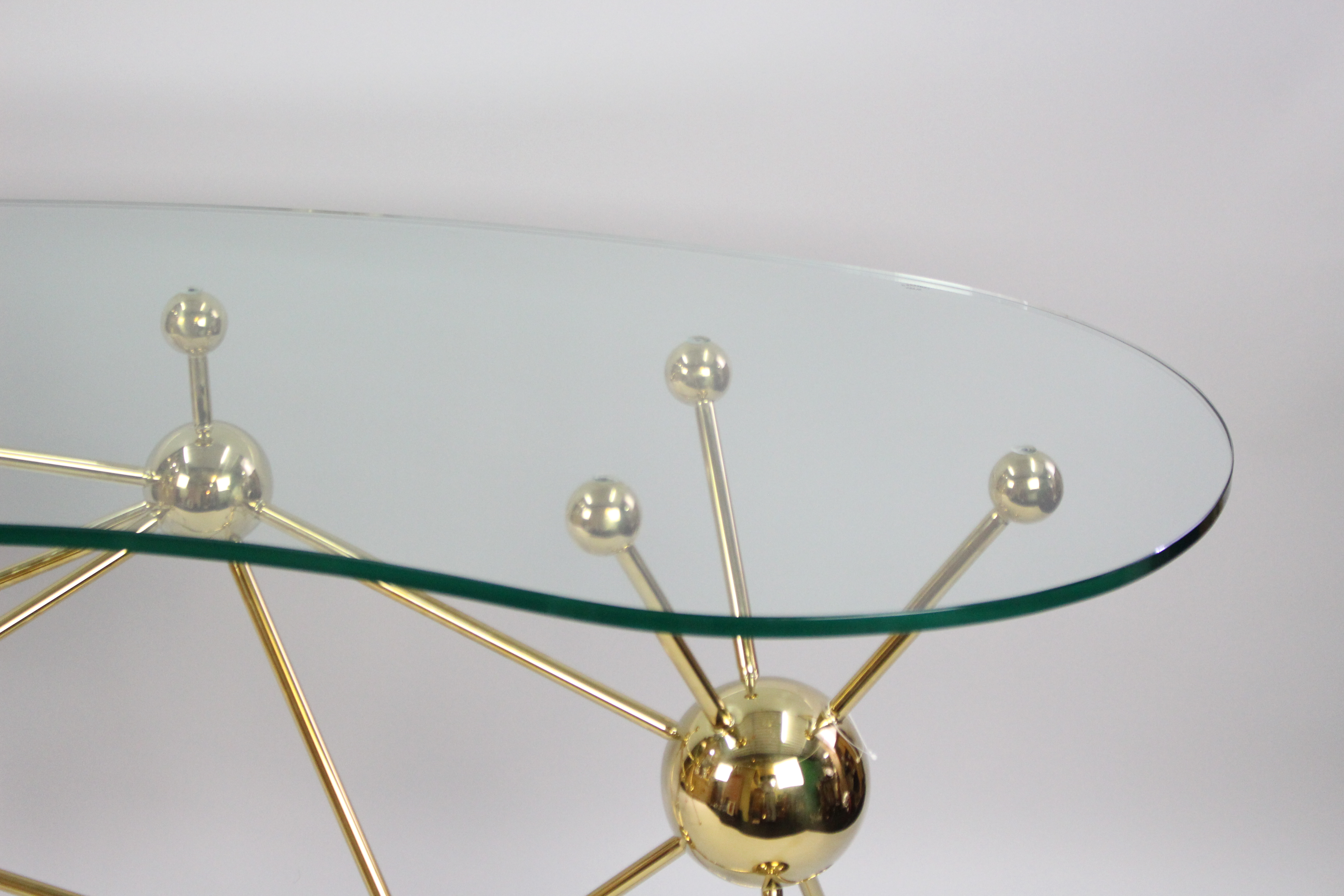 Contemporary Kidney Shaped Glass Table by Eichholtz with Gold Frame