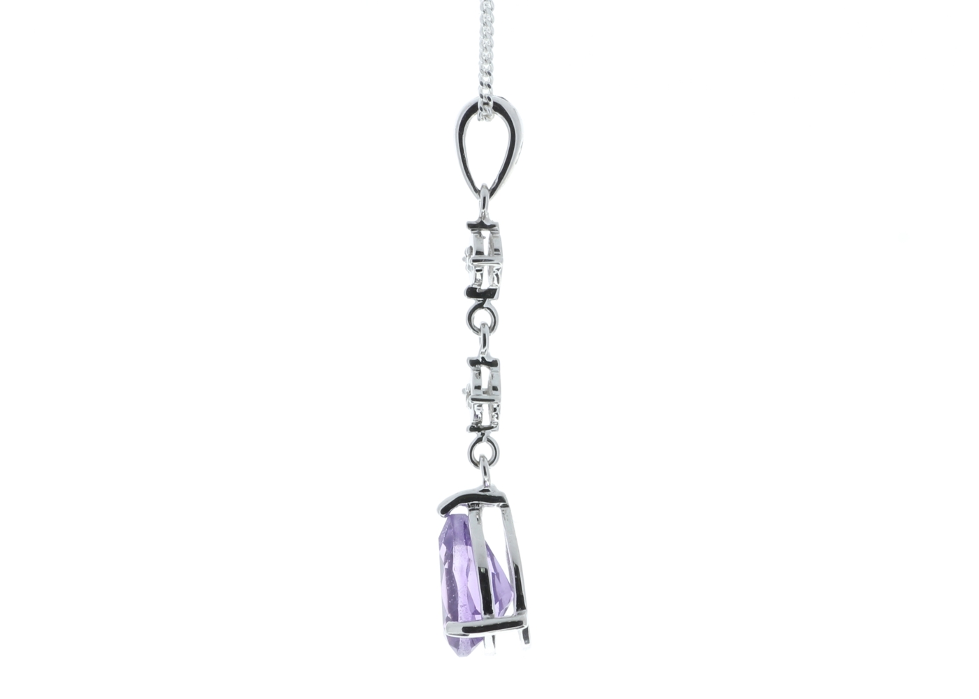 9ct White Gold Amethyst And Diamond Pendant 0.01