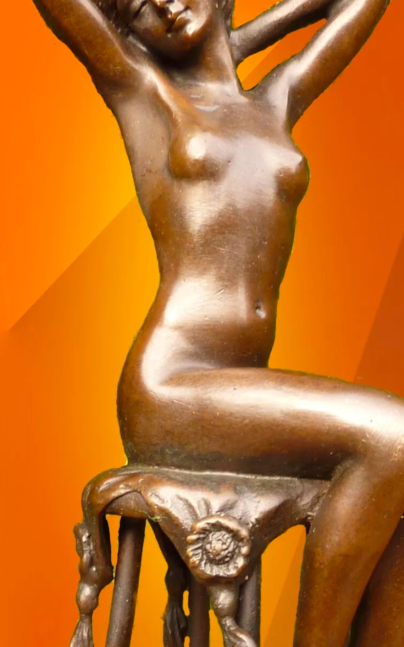 Art Deco Bronze Figurine Sculpture Statue, Signed