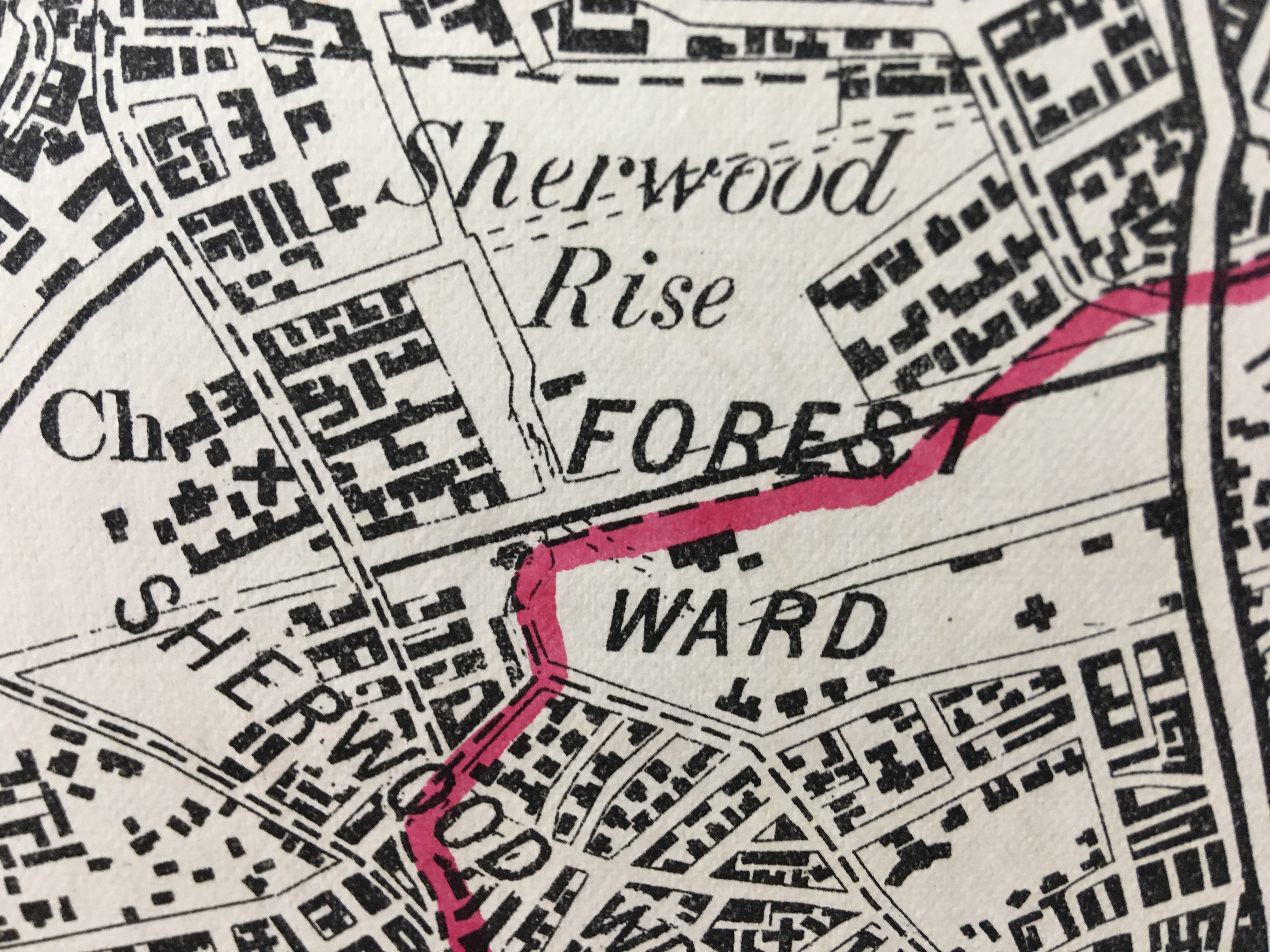 Antique 139 Years-Old Scarce Map City of Nottingham 1885 Boundary Changes.