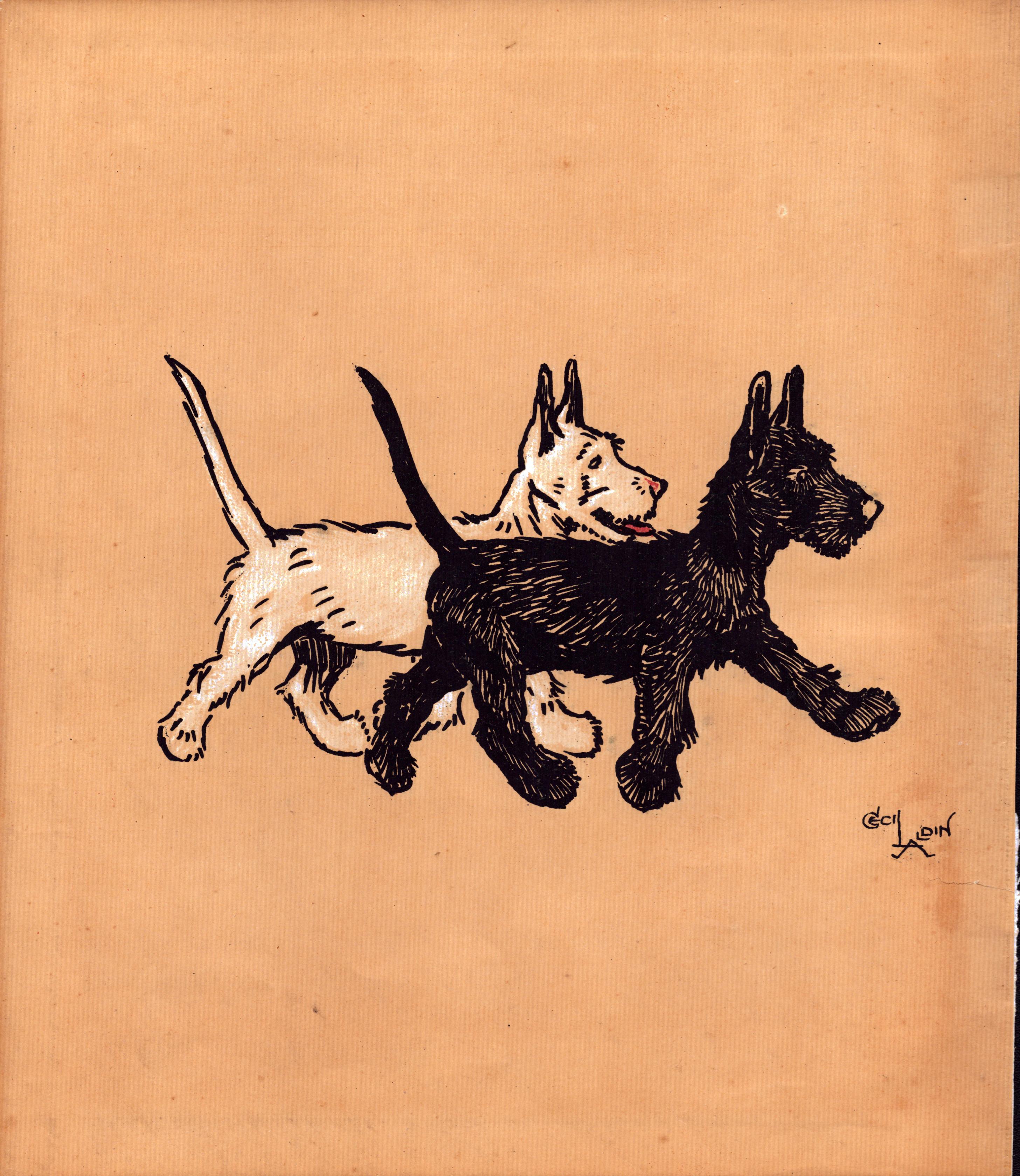 Cecil Aldin  “Rough & Tumble” Scotch Terriers Antique Colour Illustration-26.