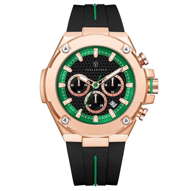MENS VONLANTHEN CHRONOGRAPH V200 WATCH RUBBER STRAP