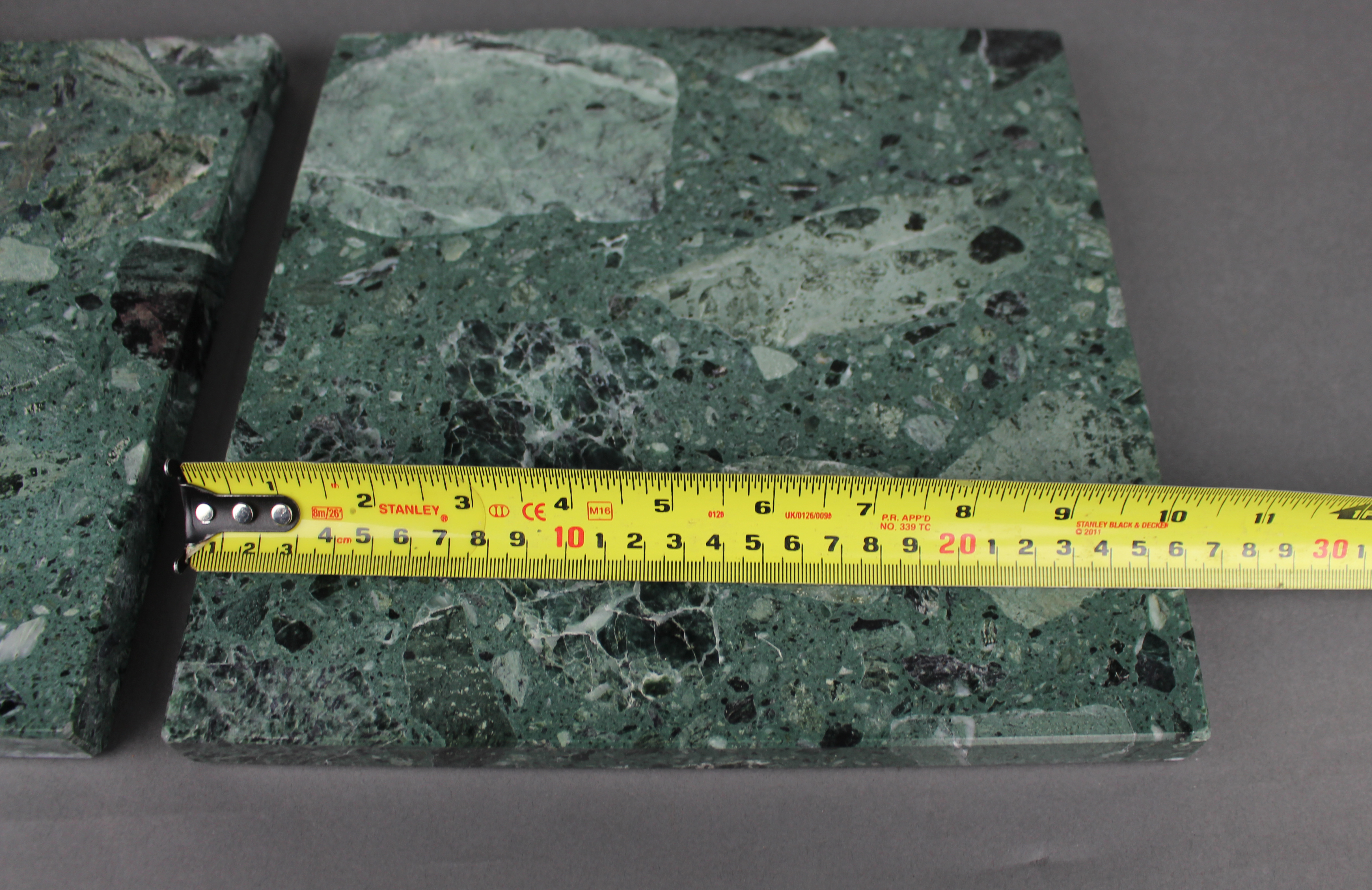 Pair of Vintage Square Green Marble Plinths