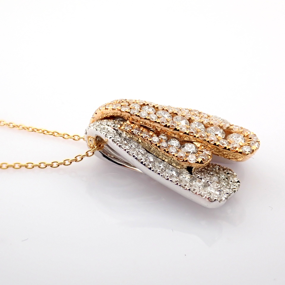 Natural Diamond 18K Rose & White Gold Necklace