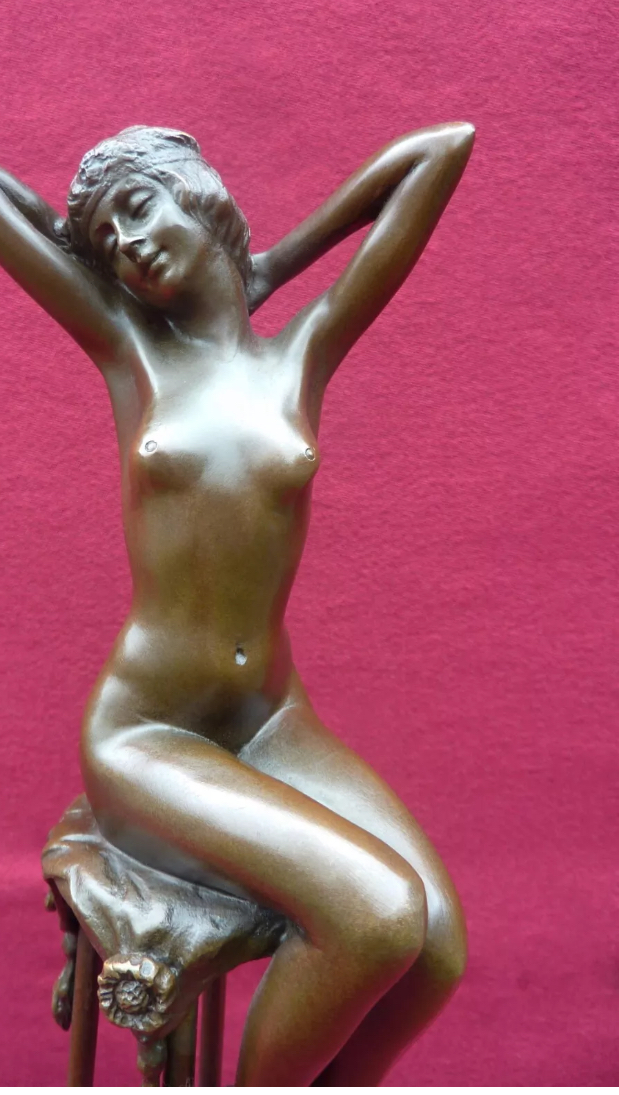 Art Deco Bronze Figurine Sculpture Statue, Signed