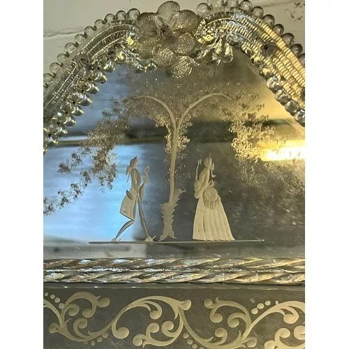 A Beautiful MURANO Lovers Venetian Wall Mirror with Valuation