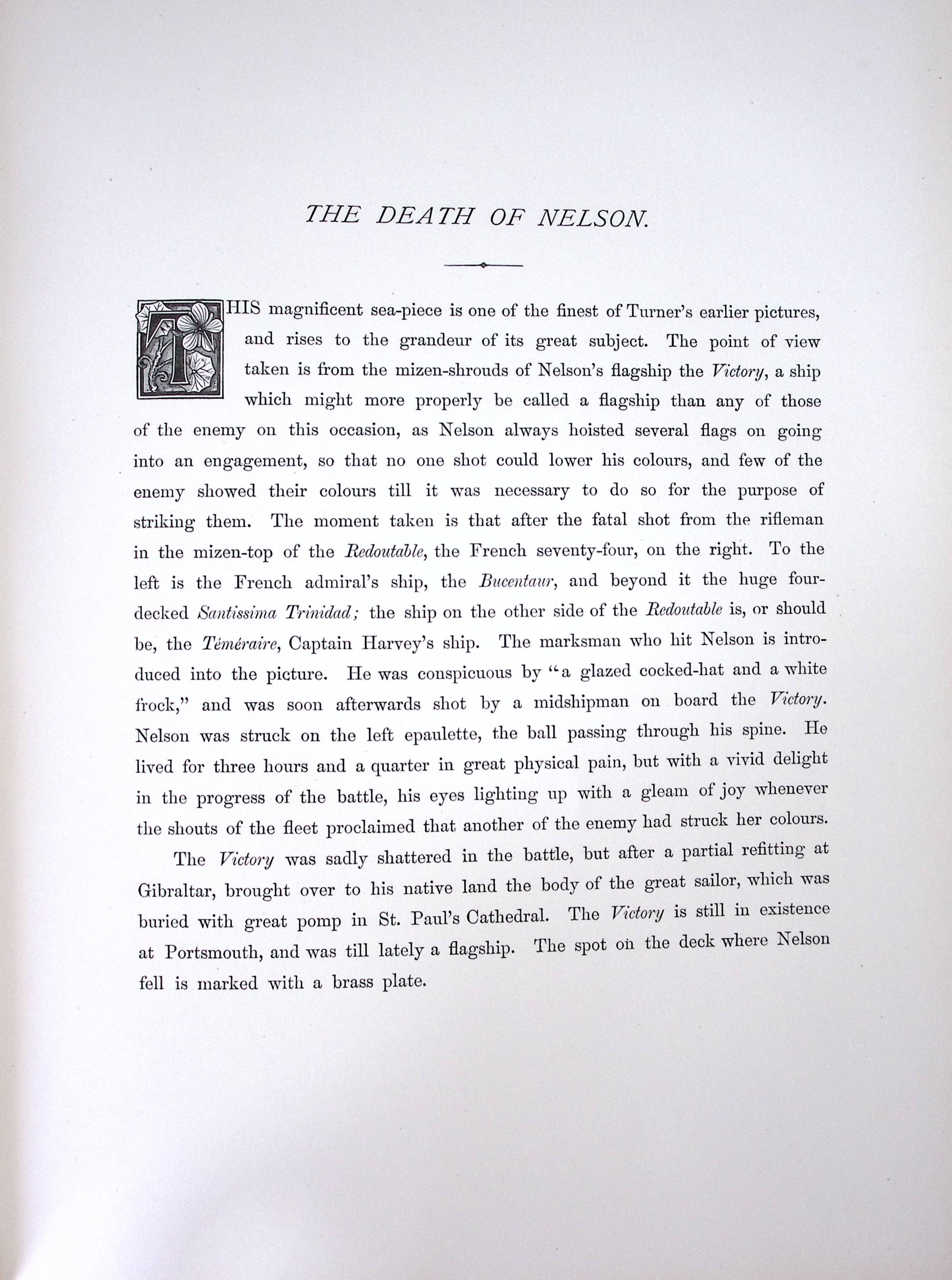 J.M.W Turner The Death of Nelson Large Antique Steel Engraving-71-TR