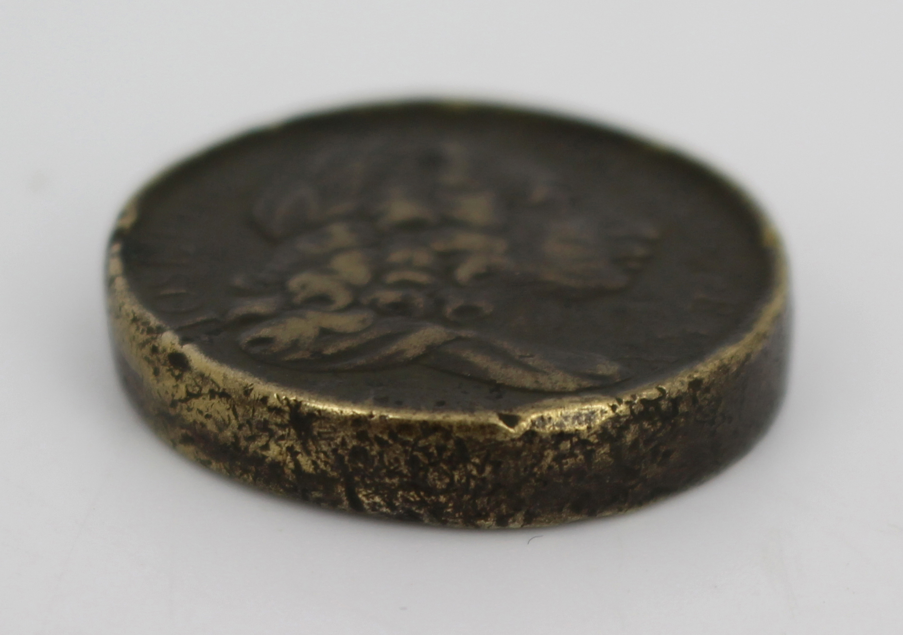 Antique Brass Gaming Token – "Iosephus" Three Pound Twelve
