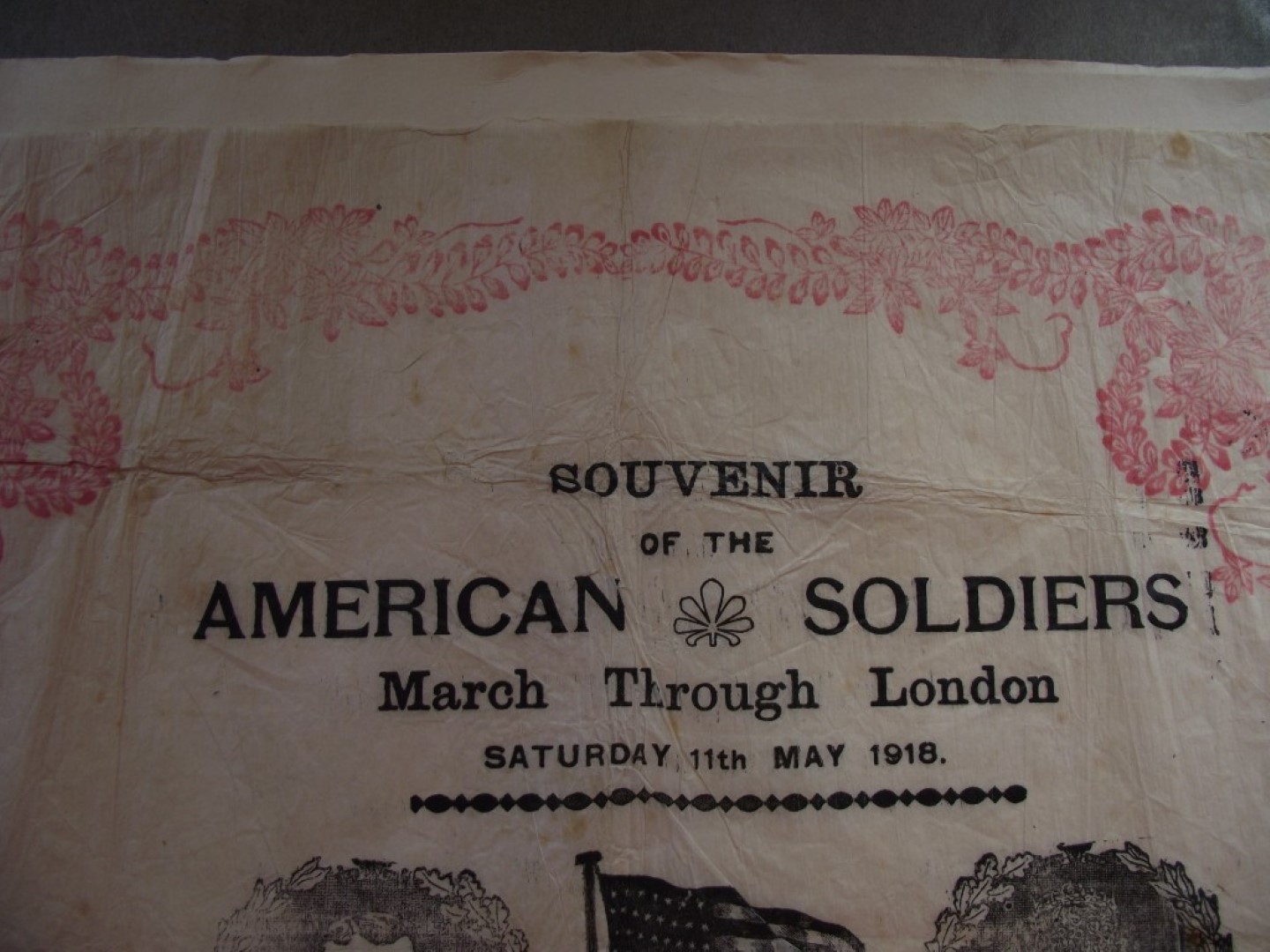 Souvenir Napkin - American Soldiers March Through London Saturday 11th May 1918