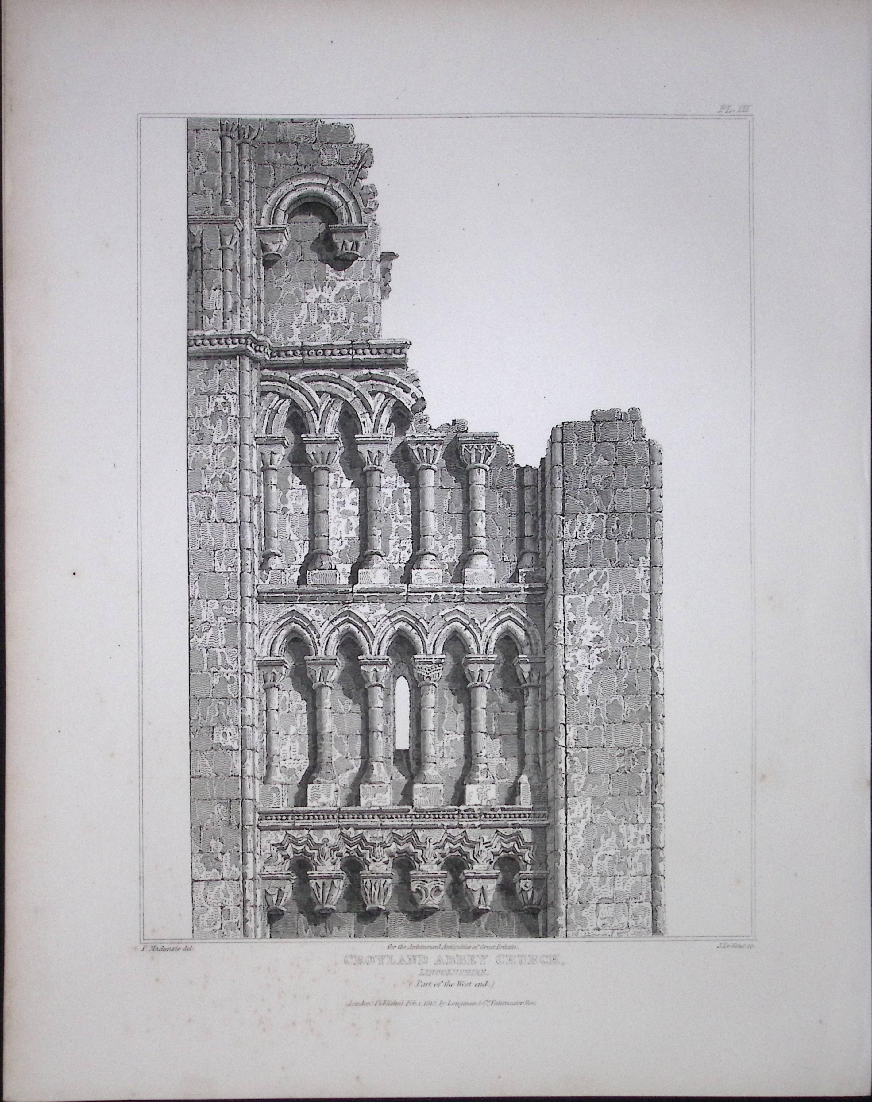 Croyland Church Lincoln 190 Years-Old Rare John Britton Antique Steel Engraving-86