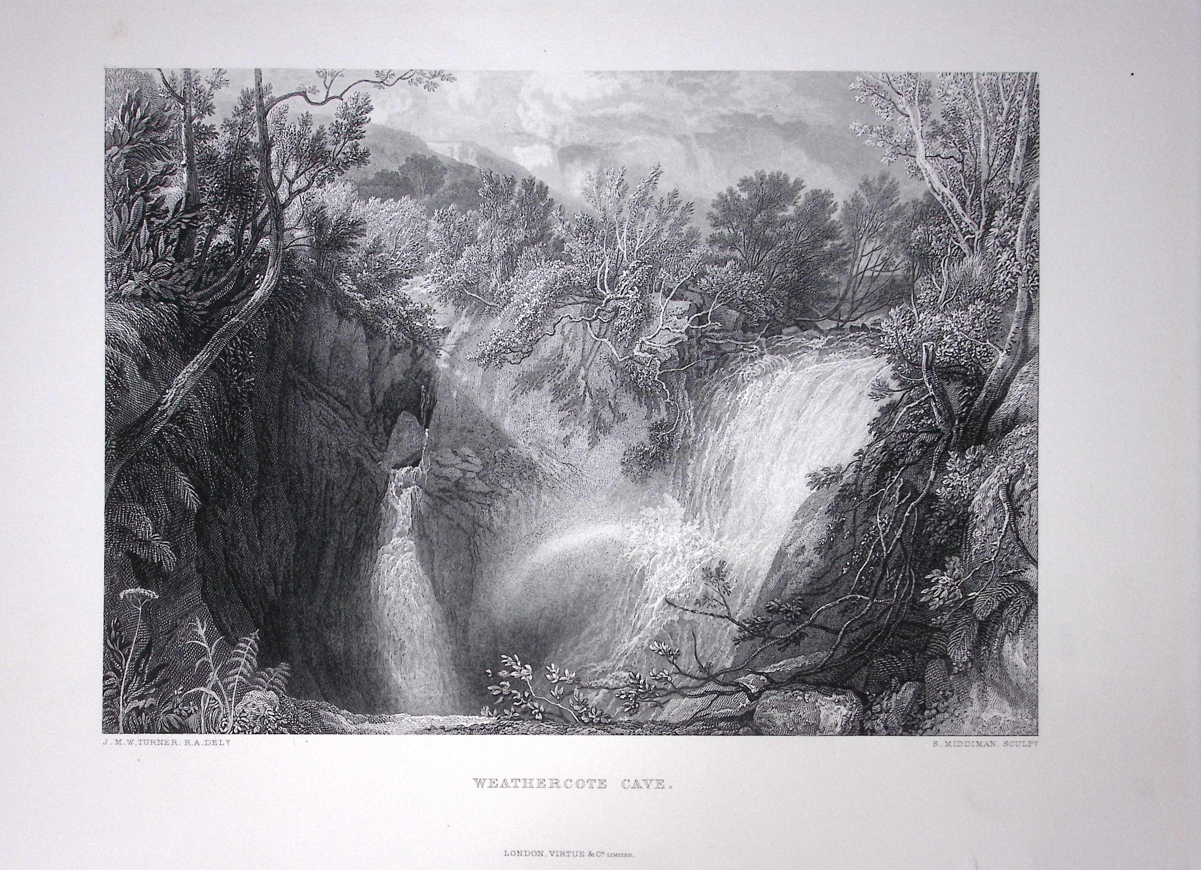 J.M.W Turner Weathercote Cave North Yorkshire Antique Steel Engraving-97-TR