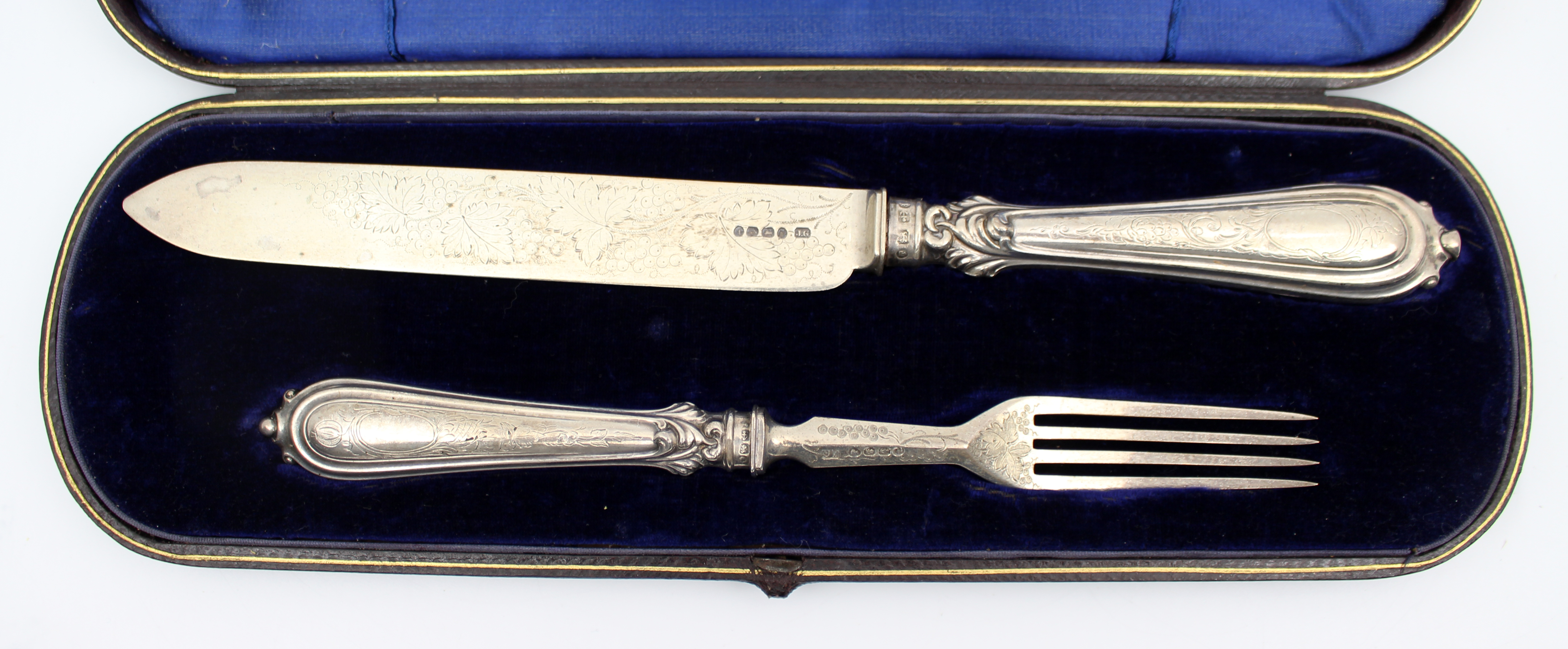 Victorian Silver Fish Knife and Fork Set, Joseph Gloster, Birmingham