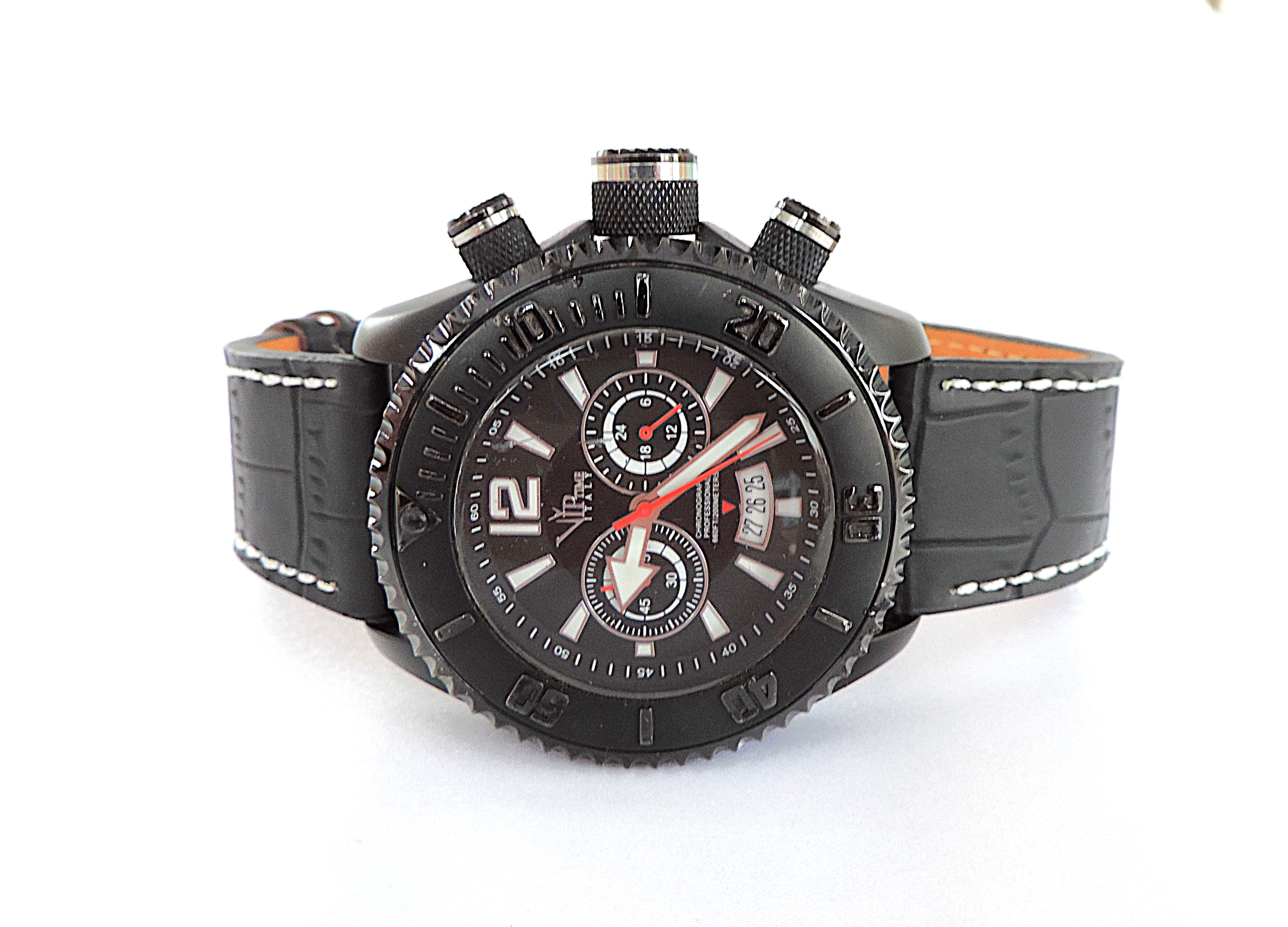 Men's  VIP Time Italy Black Chronograph 200m Diver Watch