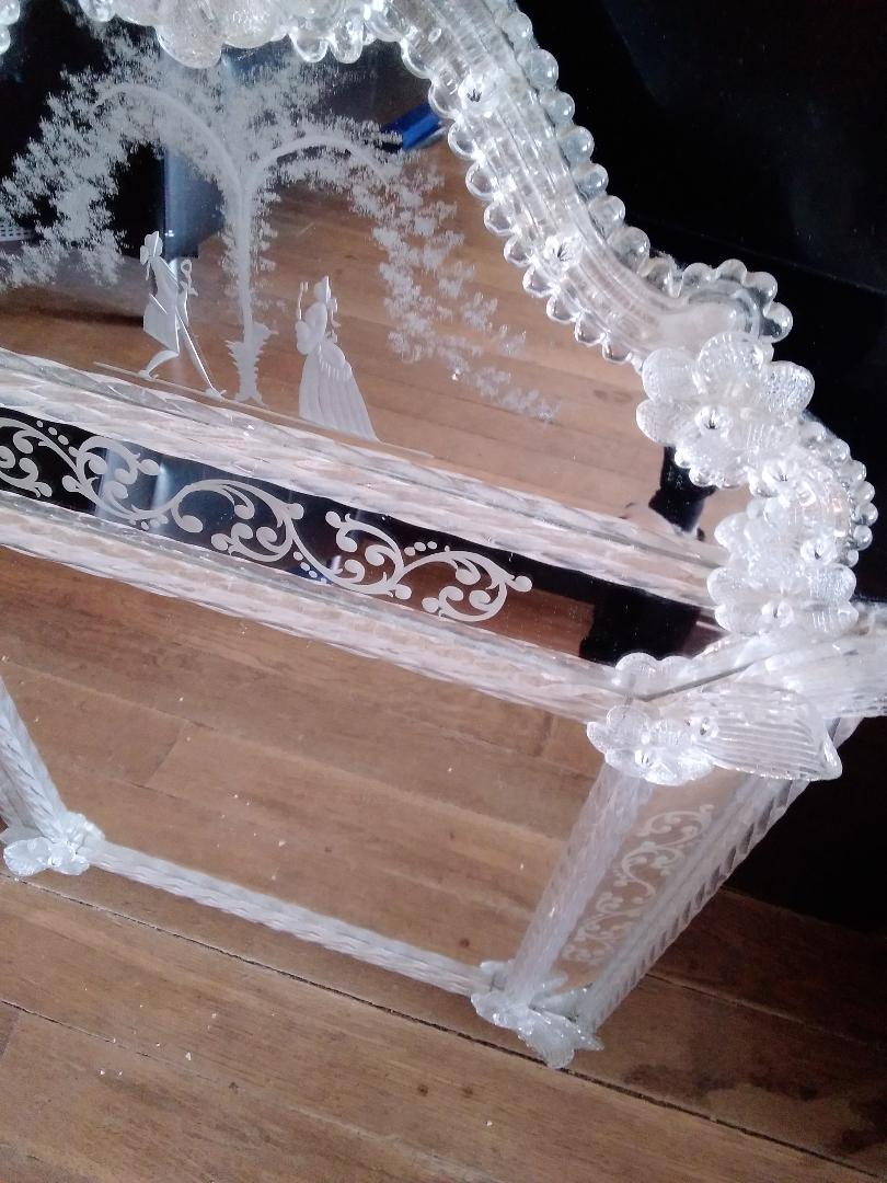 A Beautiful MURANO Lovers Venetian Wall Mirror with Valuation