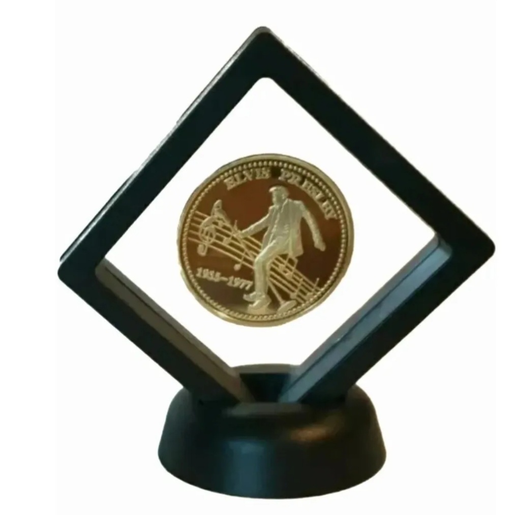 Elvis Presley Gold Commemorative Coin In Black Frame.