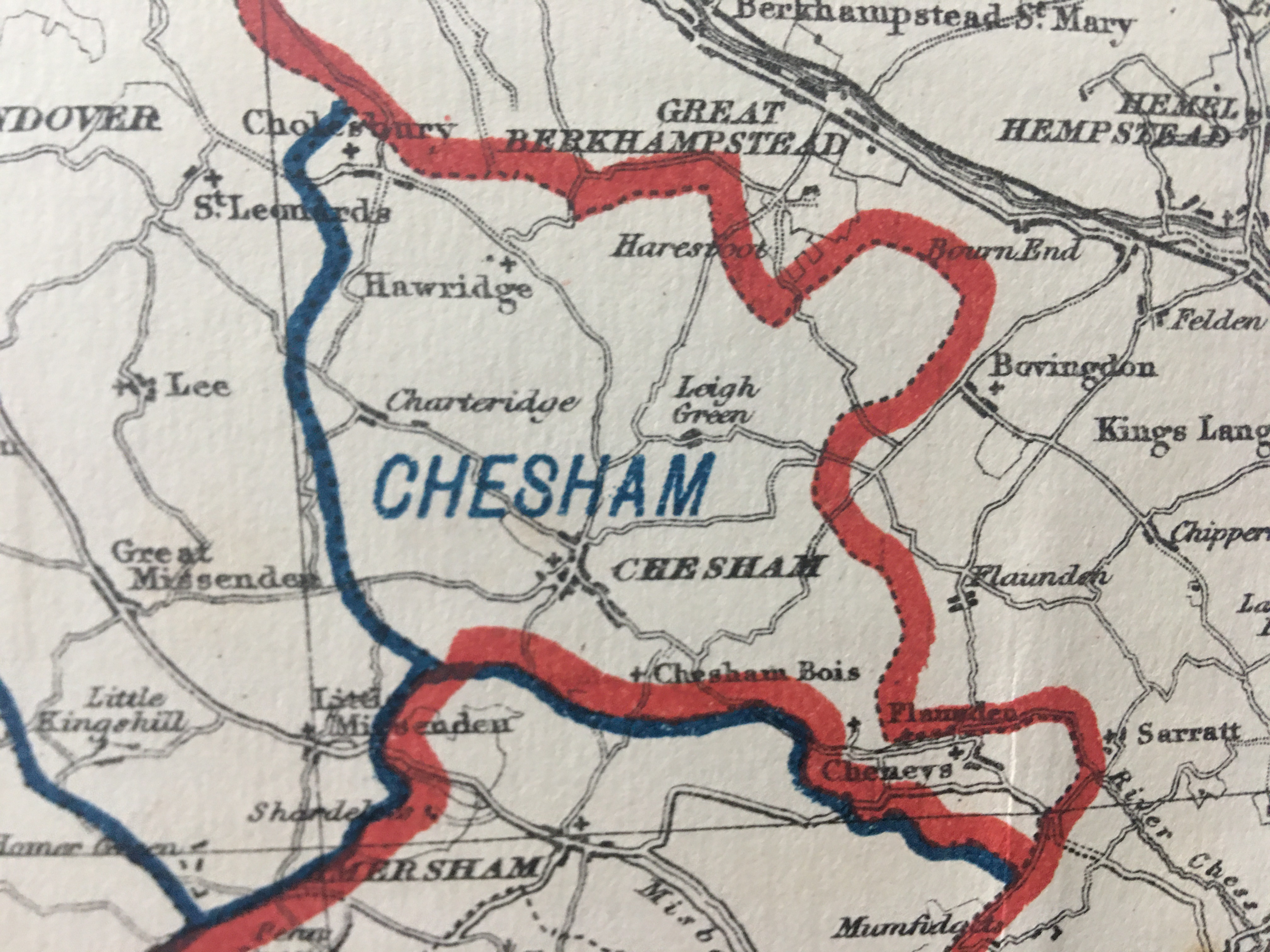 Antique 139 Years-Old Scarce Map Buckinghamshire 1885 Boundary Changes.