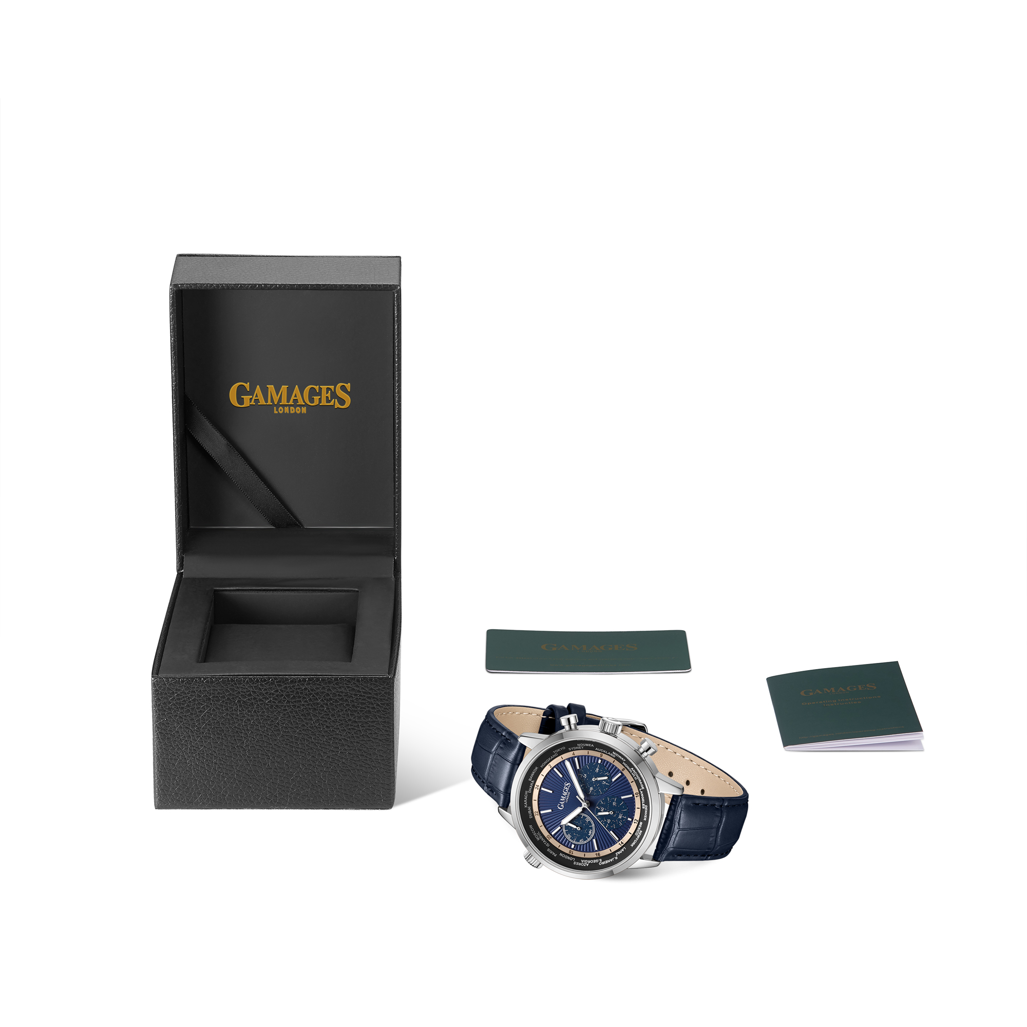 Gamages of London Triton Mechanical Quartz Steel Blue - Free Delivery & 5 Year Warranty