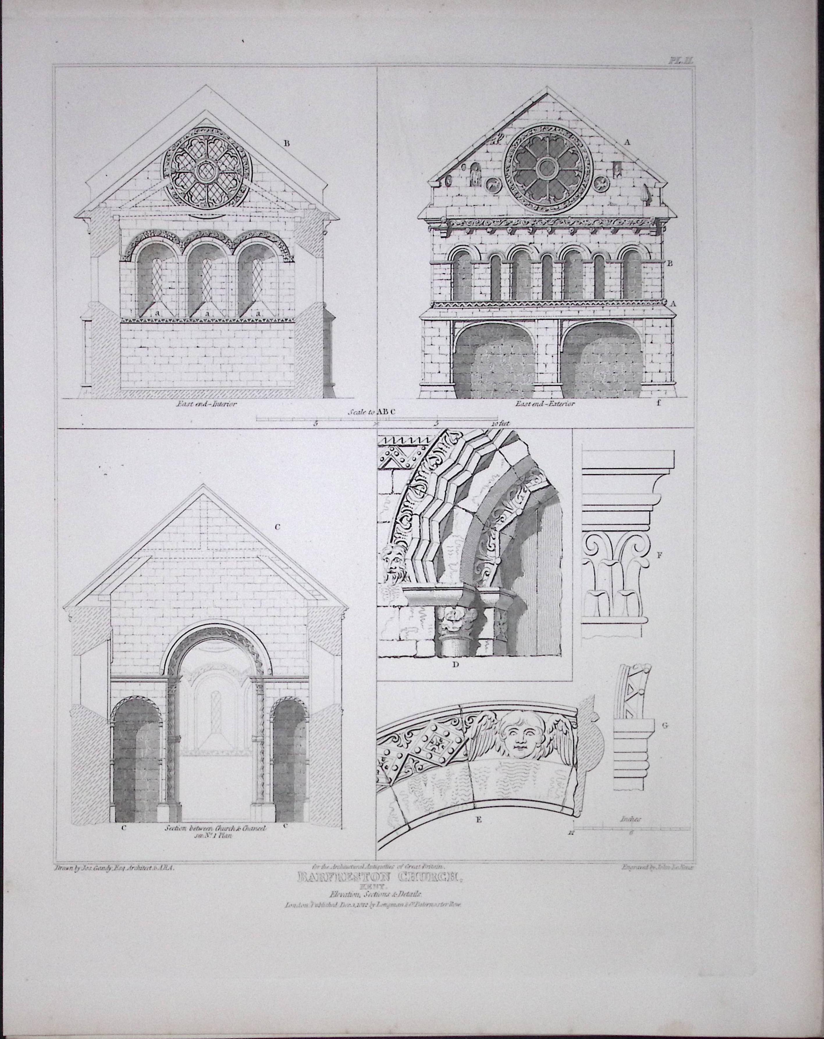 Barfreston Church Kent 190 Years-Old Rare John Britton Antique Steel Engraving-69
