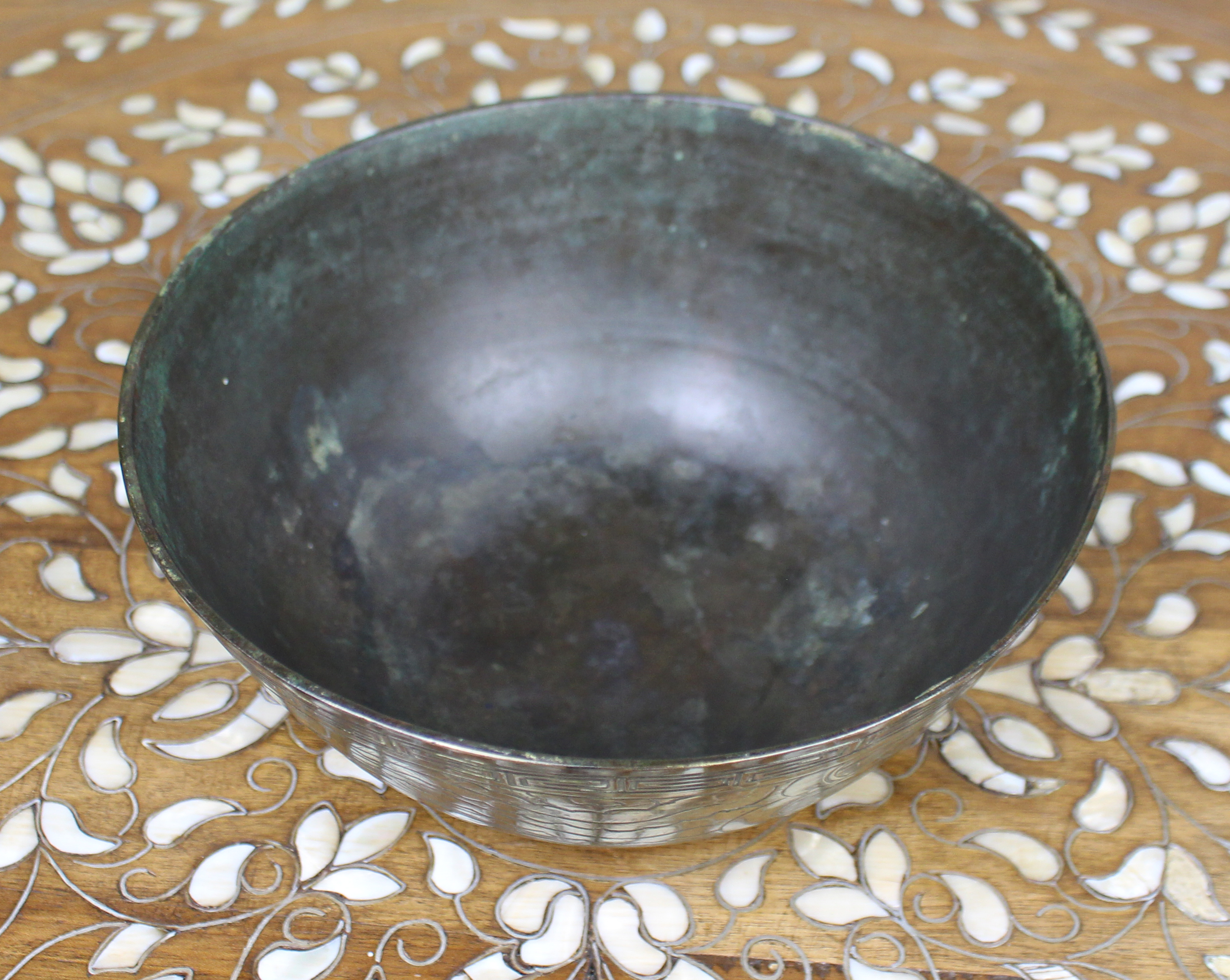 Chinese Engraved Brass Bowl