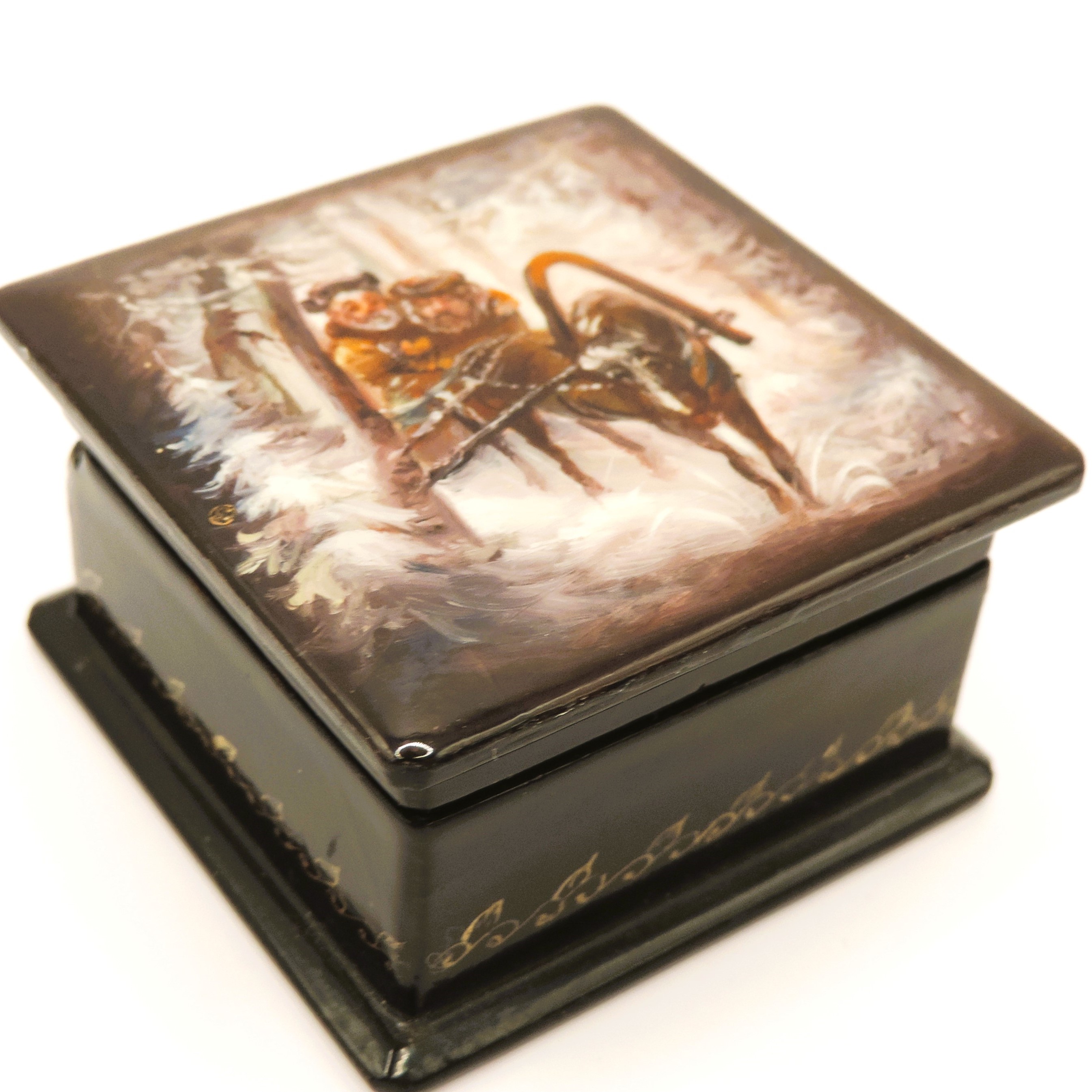  Vintage Russian Hand Painted Lacquer Box