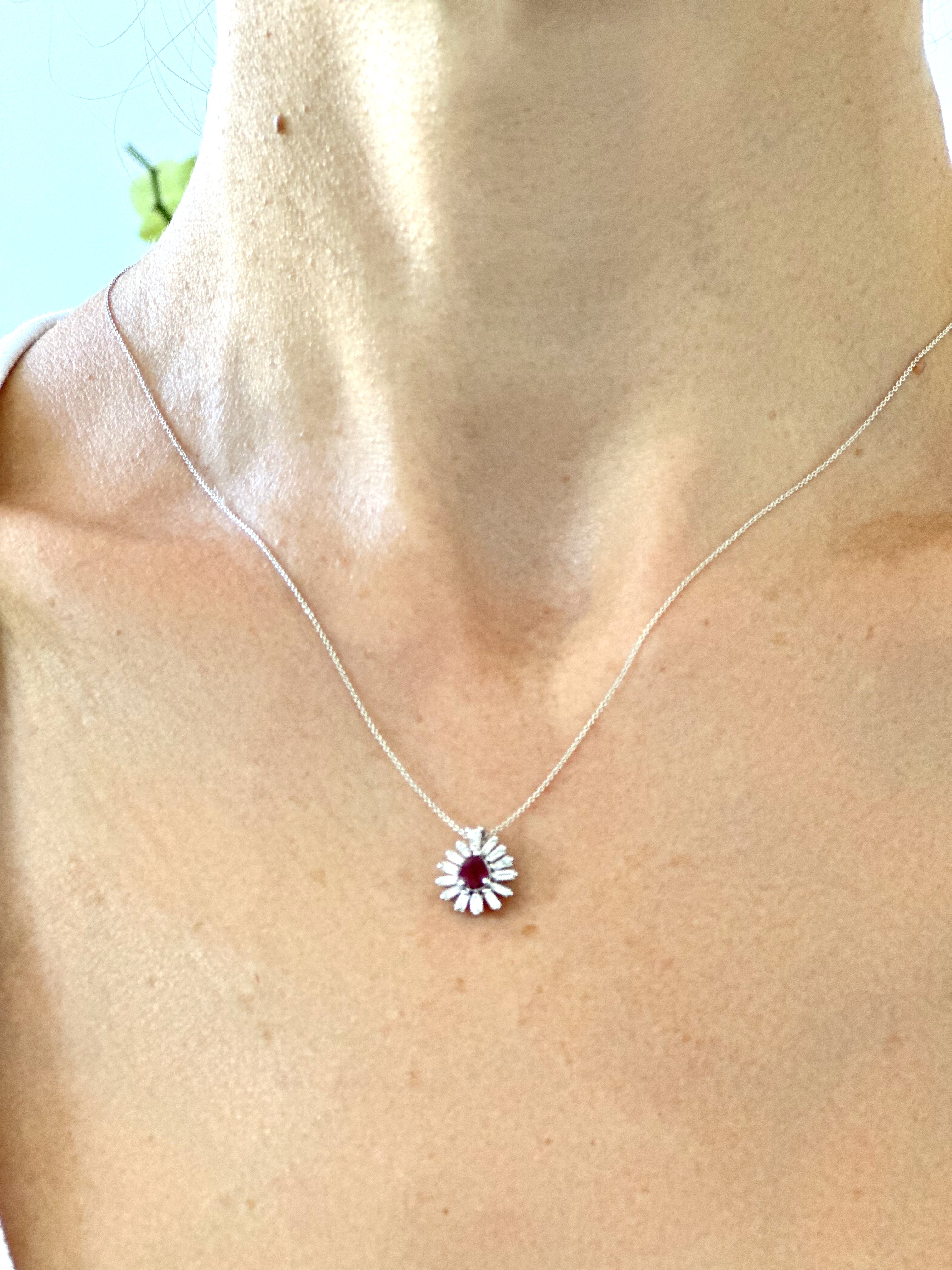 Natural Diamond 18K White Gold Necklace