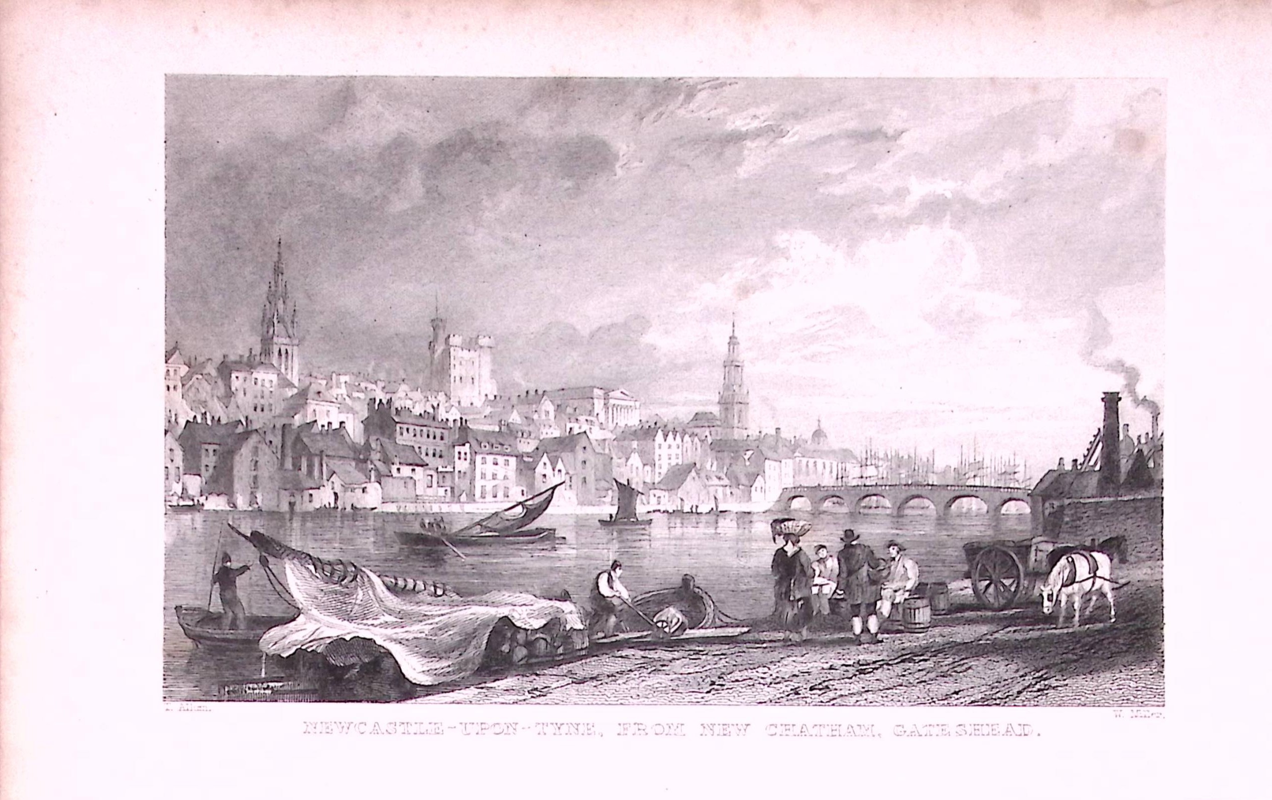 Newcastle Upon Tyne Chatham Gateshead 1835 Antique Steel Engraving-21-TR