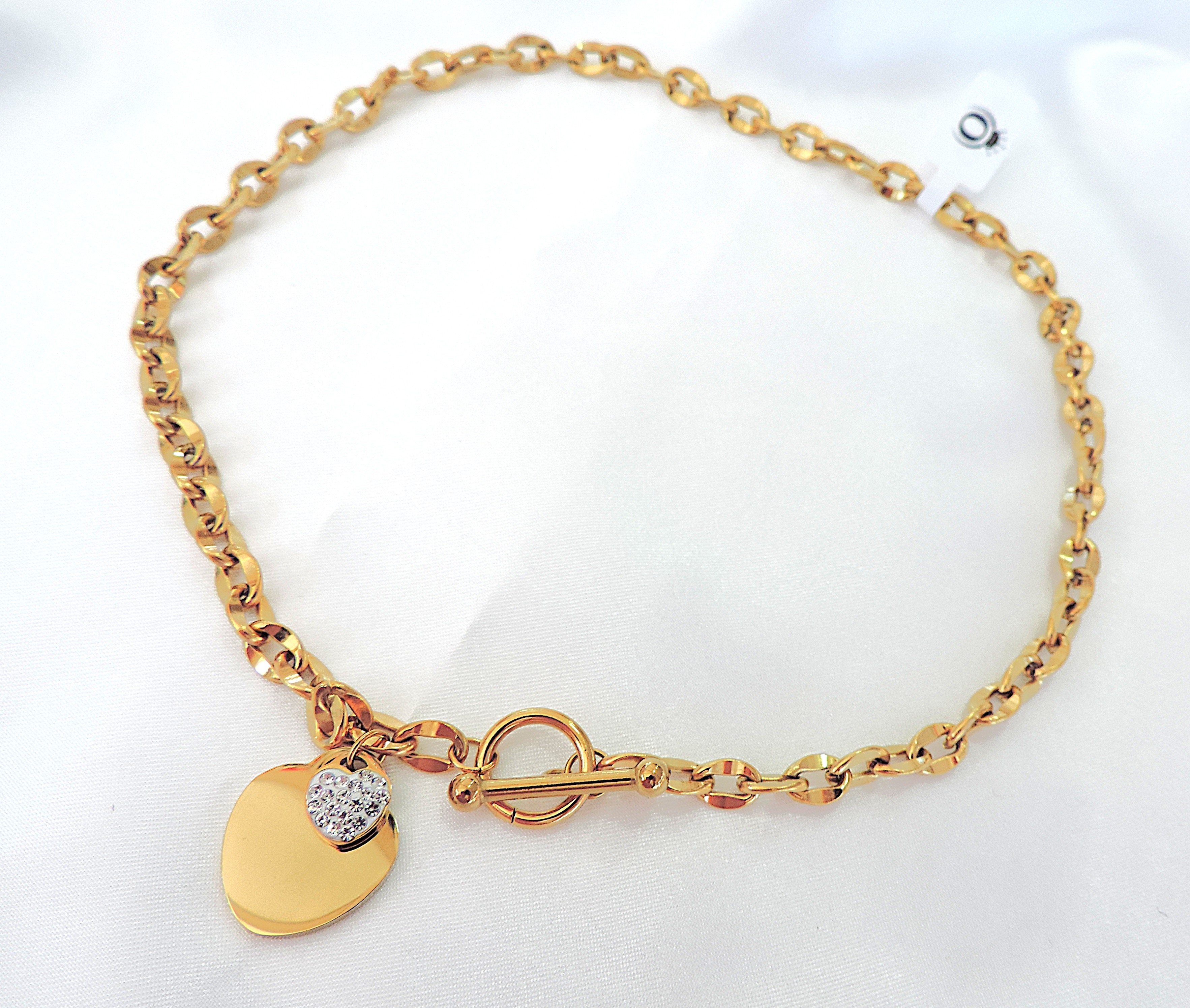 Orrevé Gold Plated Crystal Heart Necklace 'New with Gift Box'