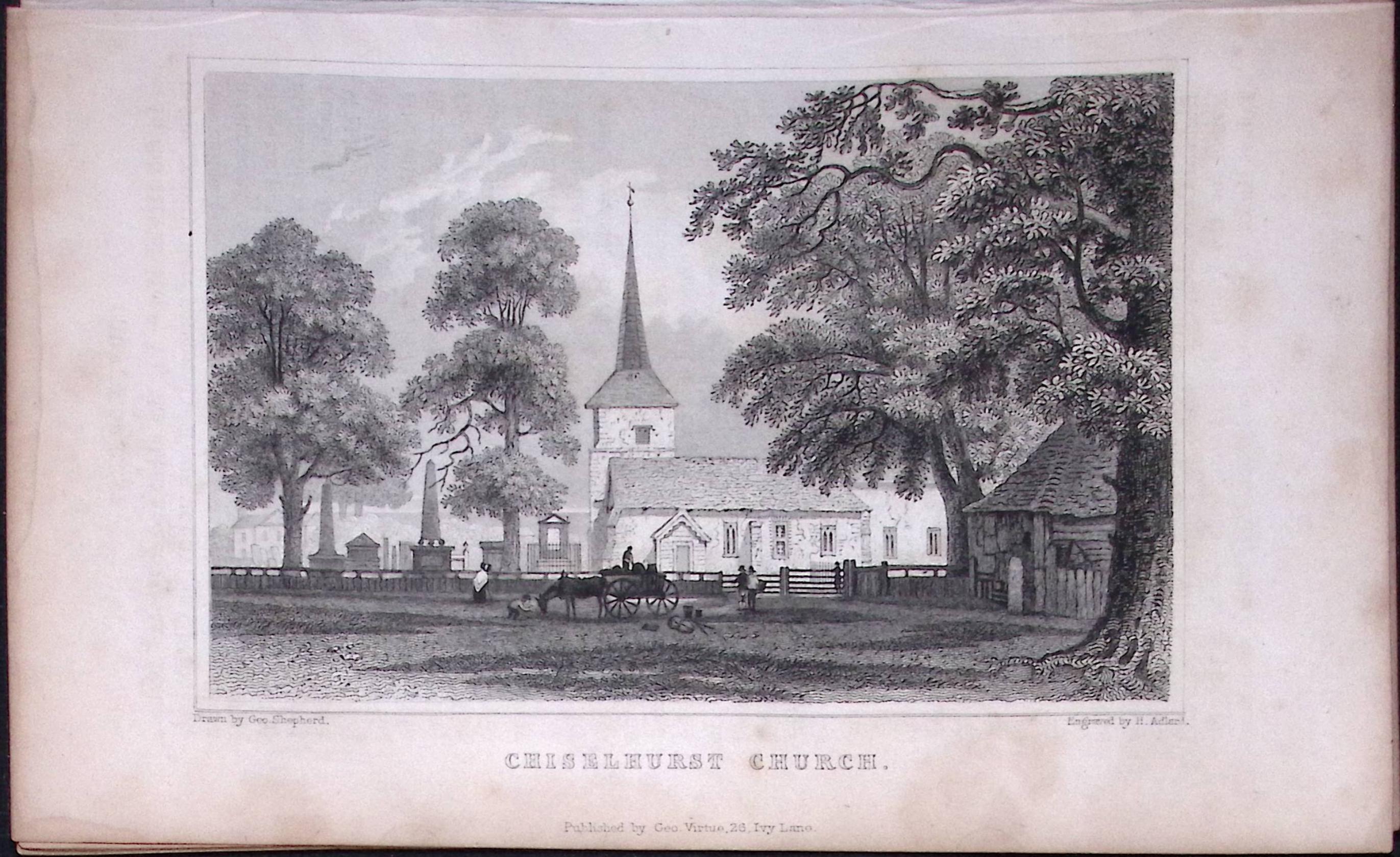 Chislehurst Church Kent 1829 Antique 197 Years-Old Steel Engraving-38