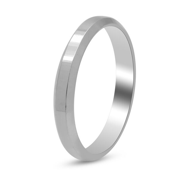 NEW!! 9K White Gold Bevel Edged Band Ring