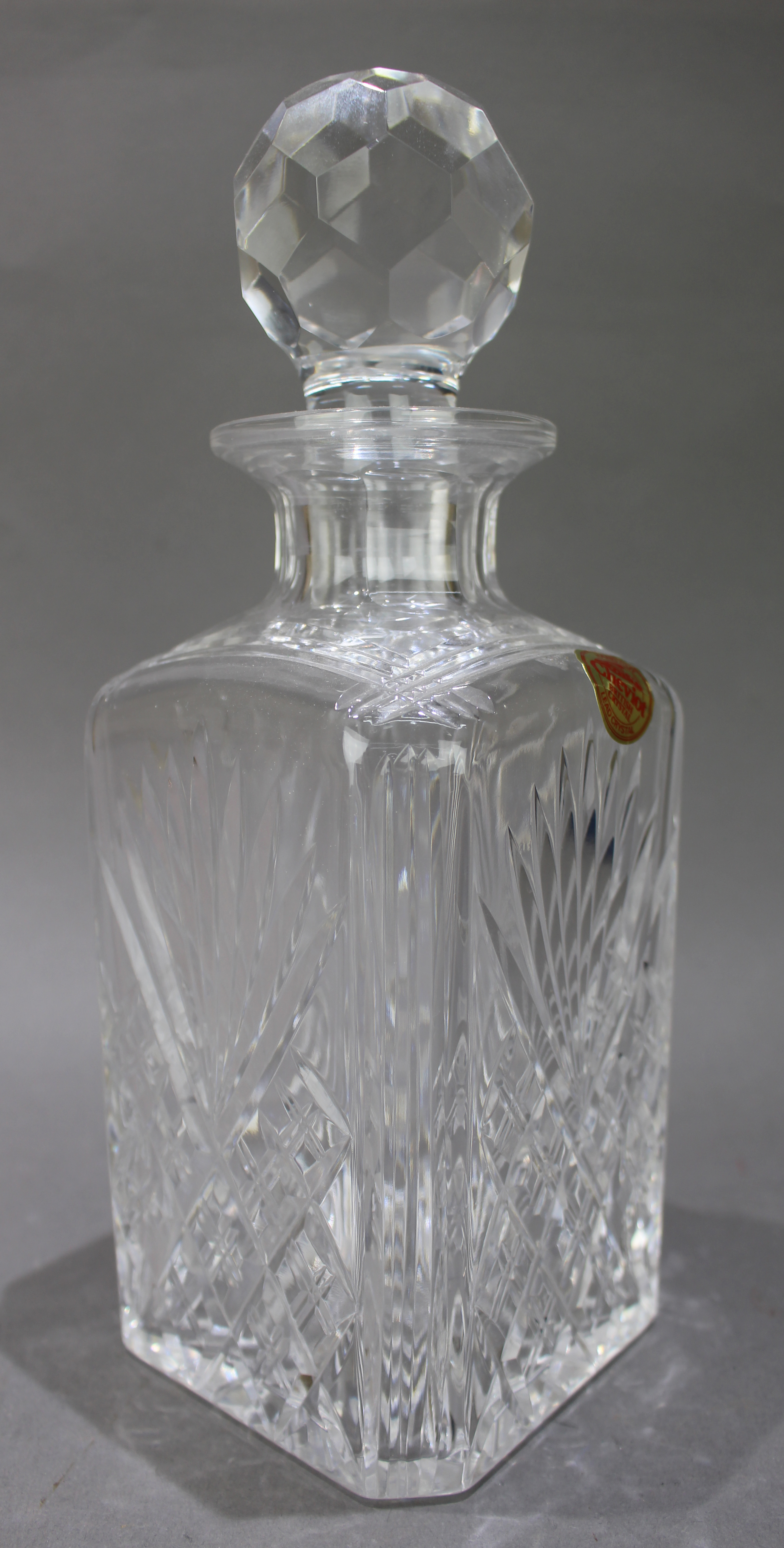 Vintage Cheviot British Crystal Square Shaped Spirit Decanter