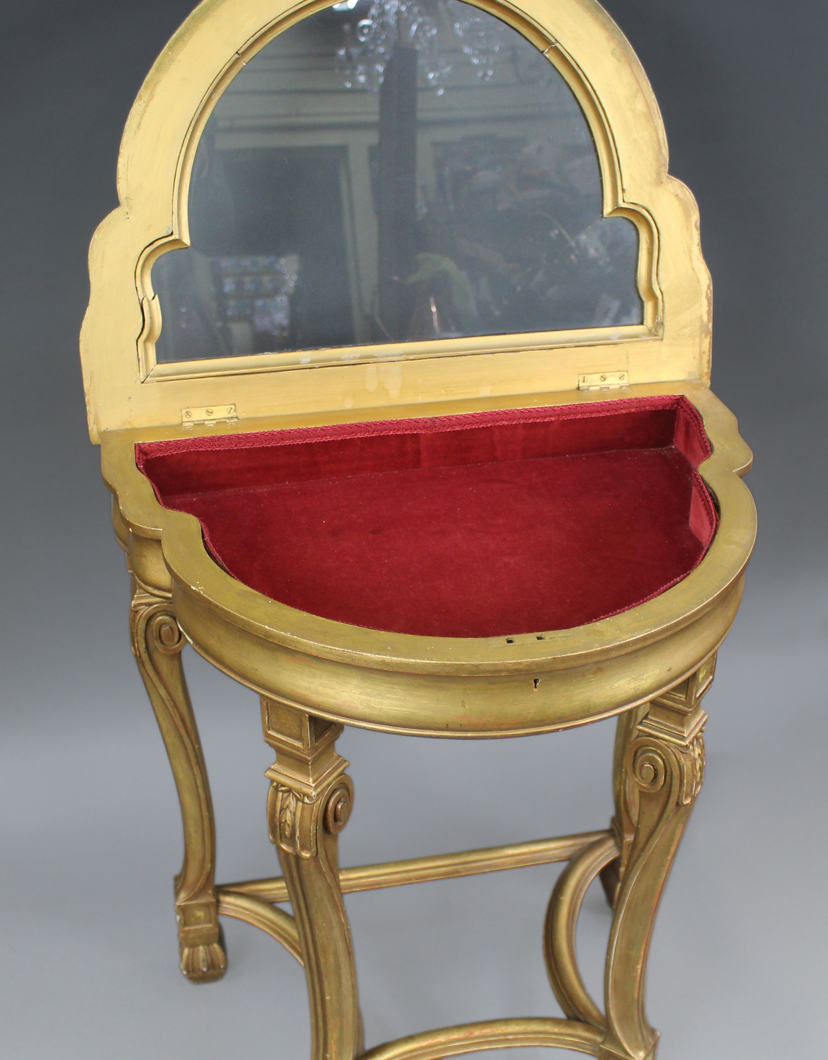 Antique Giltwood Demilune Bijouterie Display Table c.1900