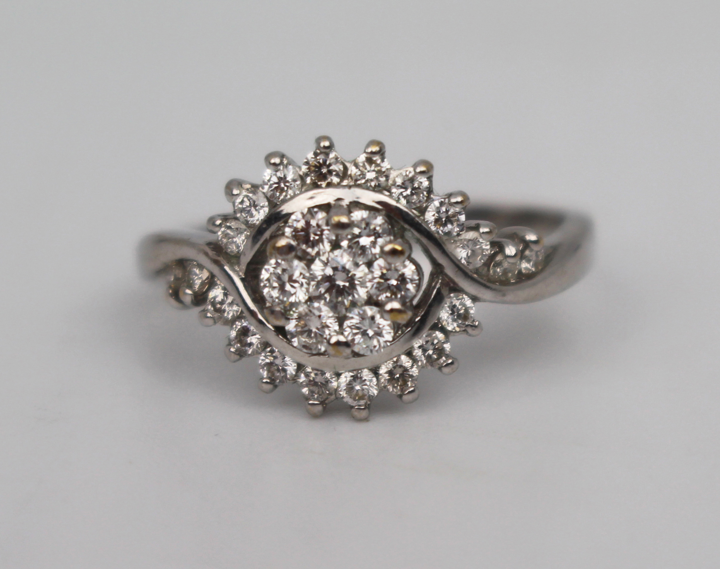 Elegant Diamond Fancy Cluster Ring - 18ct White Gold