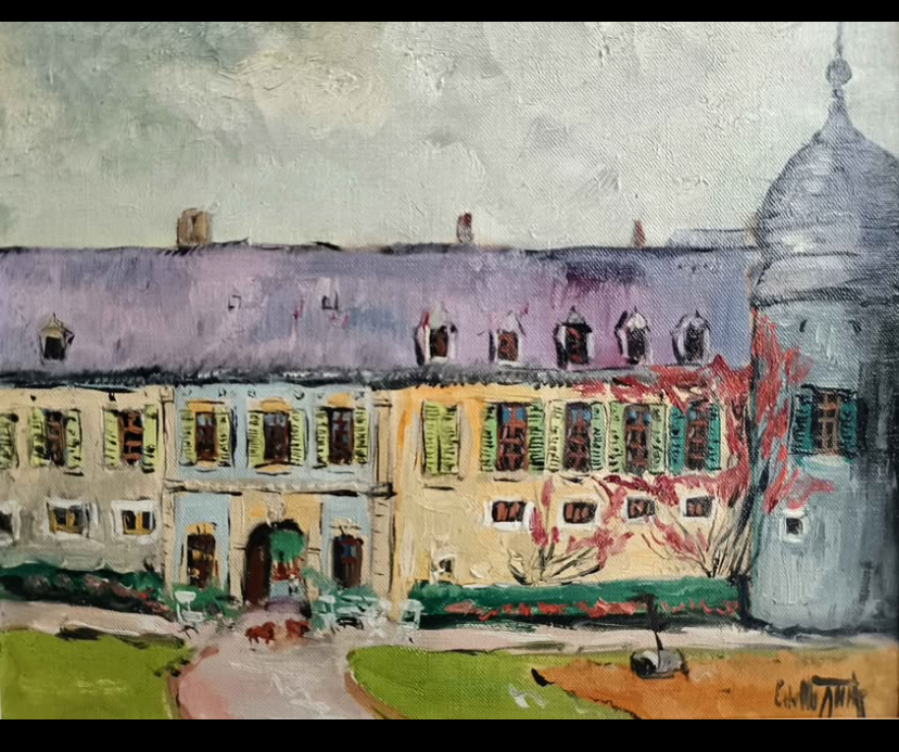 Chateau De Fleville Original Oil Painting By Estelle Juste