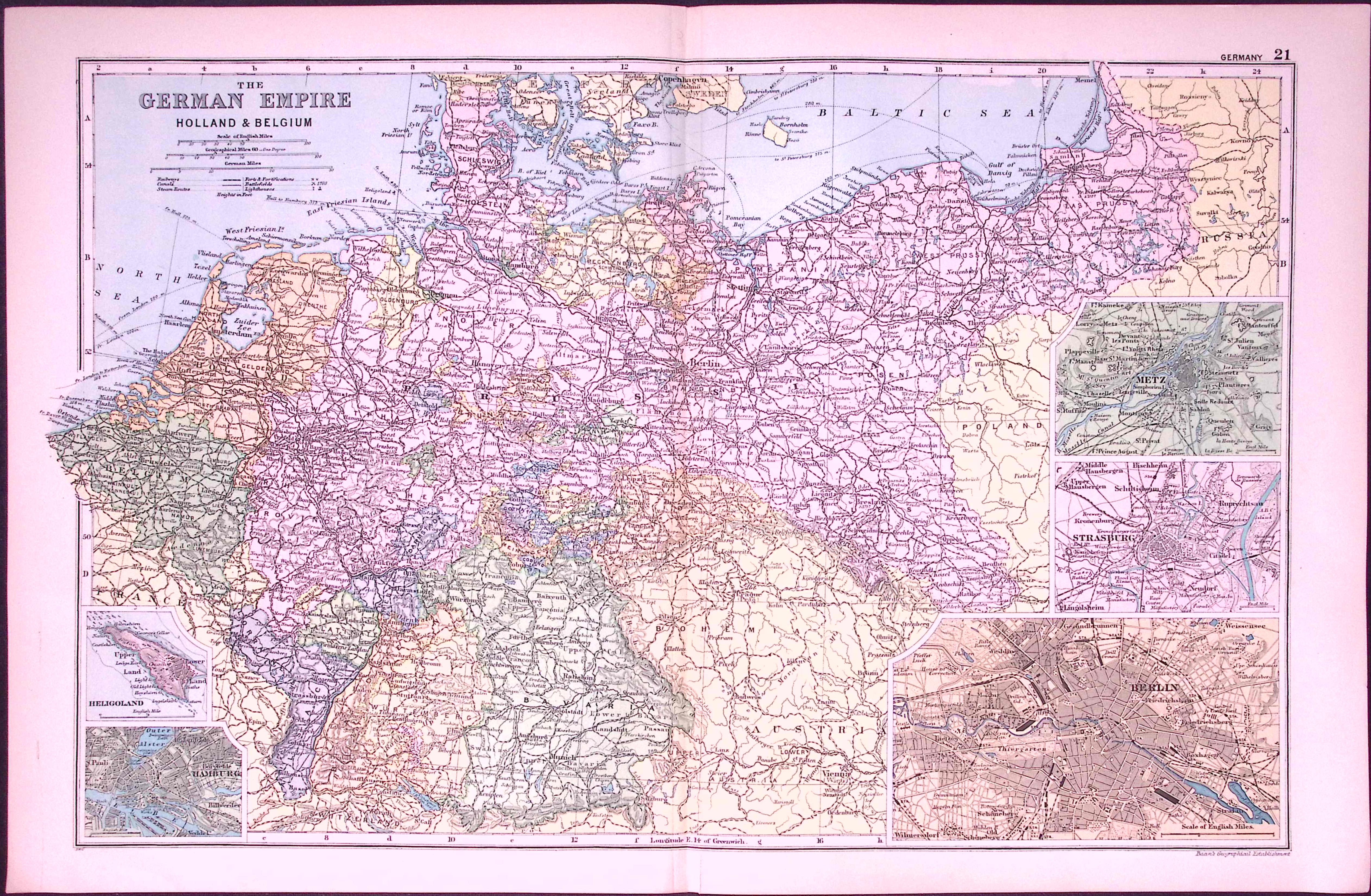 The German Empire 120-Year-Old Large Antique Map by G.W. Bacon-21