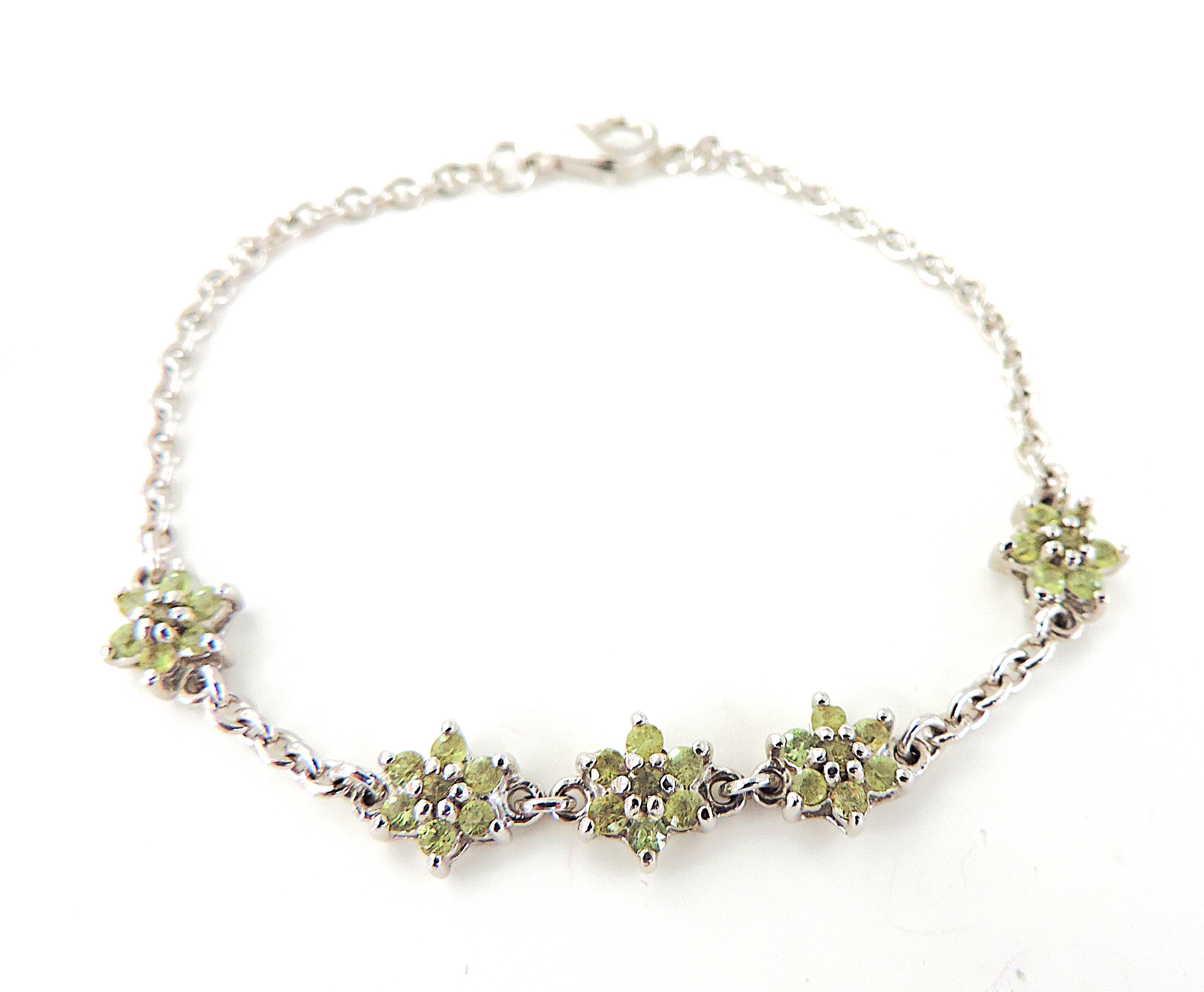  925 Silver Green Garnet Gemstone Bracelet 'NEW'